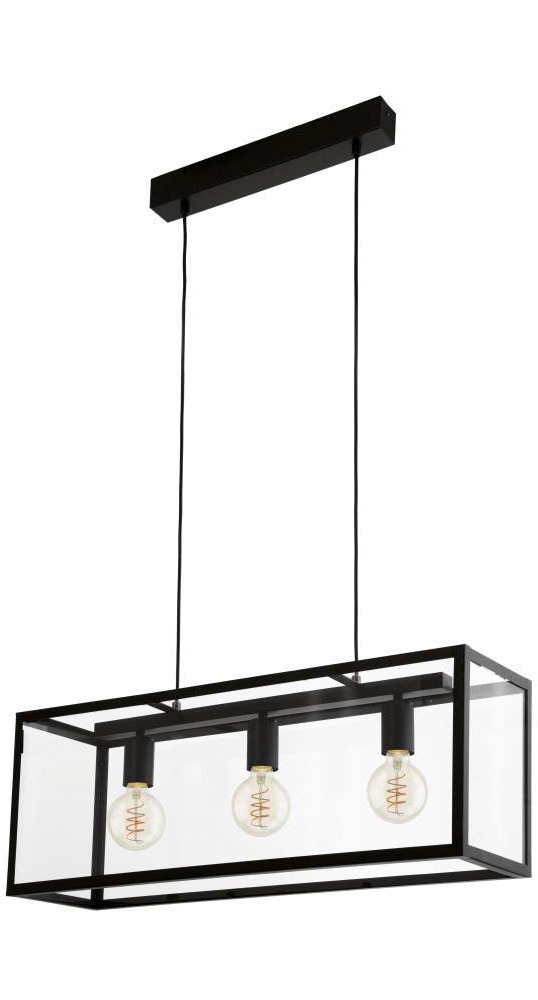 EGLO Hängeleuchte »CHARTERHOUSE« E27 1 Stk. Pendelleuchte, Hängeleuchte aus Stahl in Schwarz, Glas: klar, E27