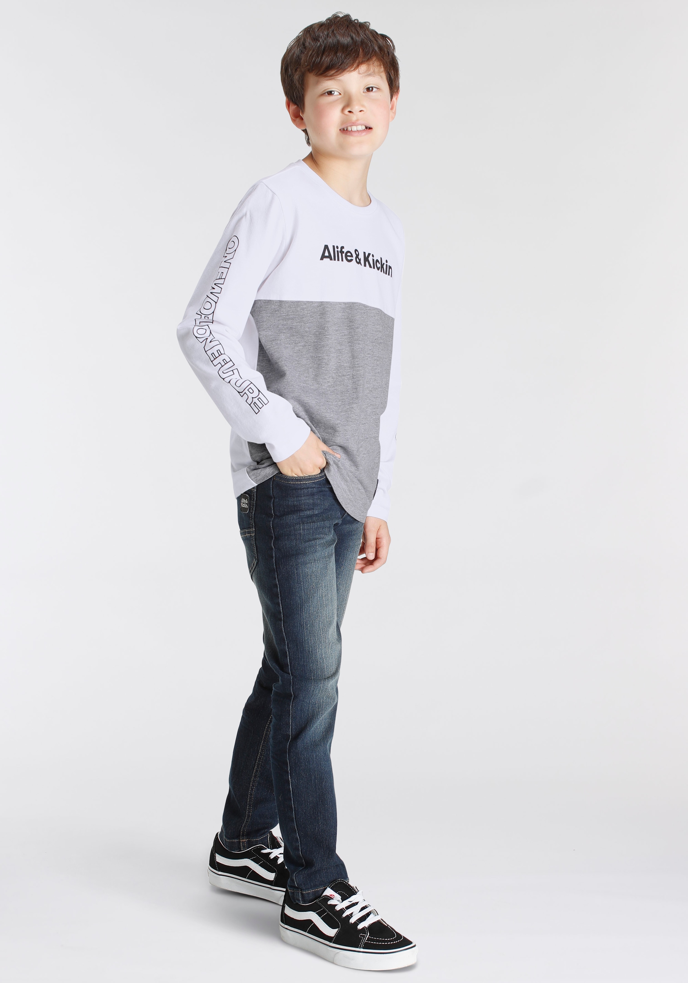 Kickin & Logo-Print bestellen OTTO mit Form Jungen«, Straight-Jeans schmale bei »für Hosenbund, im Alife