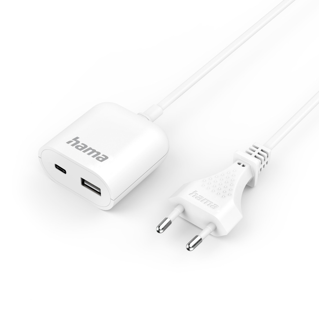 Hama USB-Ladegerät »USB Netzteil mit 1,9 m langem Kabel, 3,5A, 1x USB A, 1x USB C, Weiß«