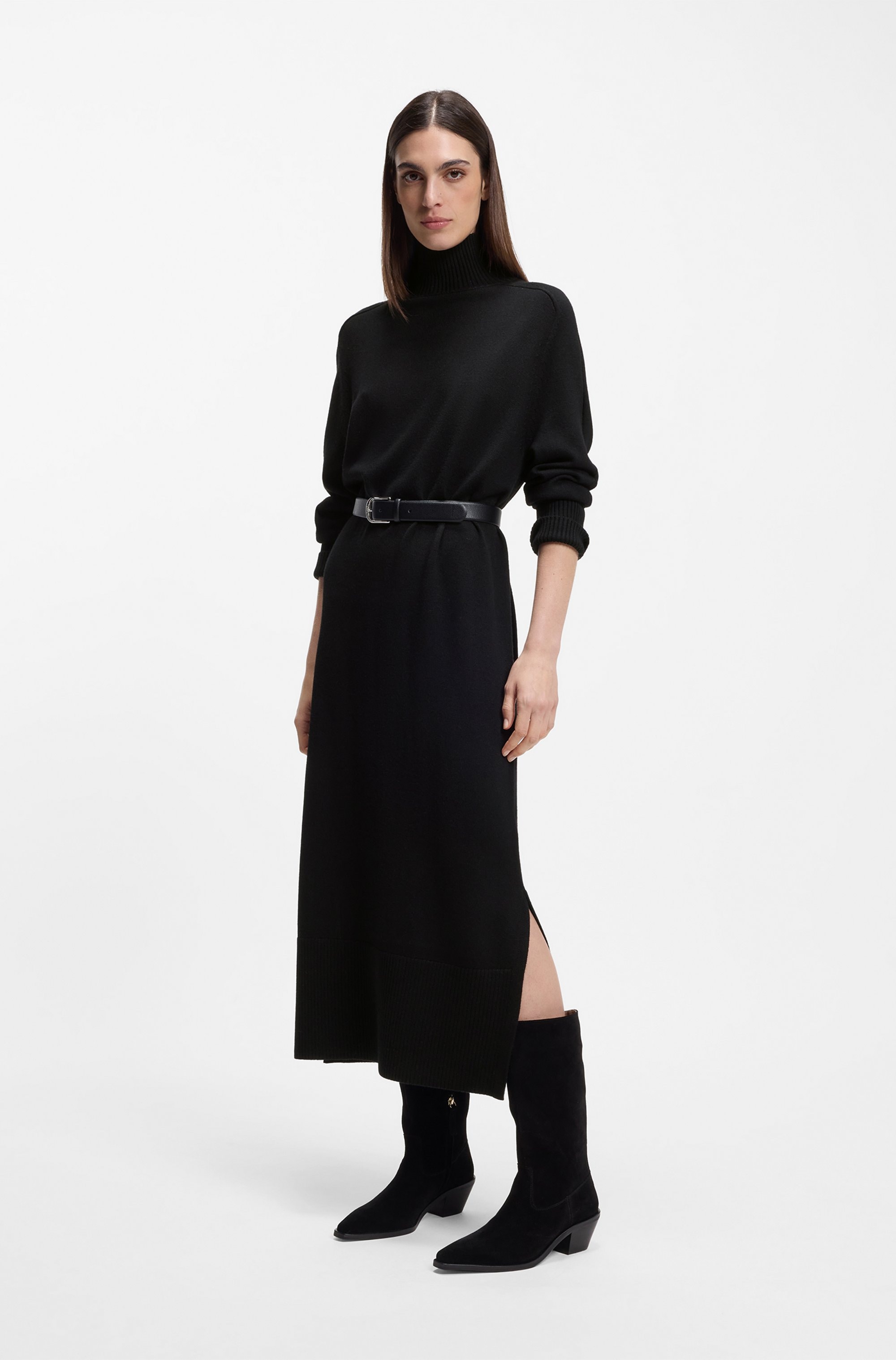 BOSS ORANGE Strickkleid »Fagliatelle Premium Damenmode« Ohne Taschen im weichen Wollmix