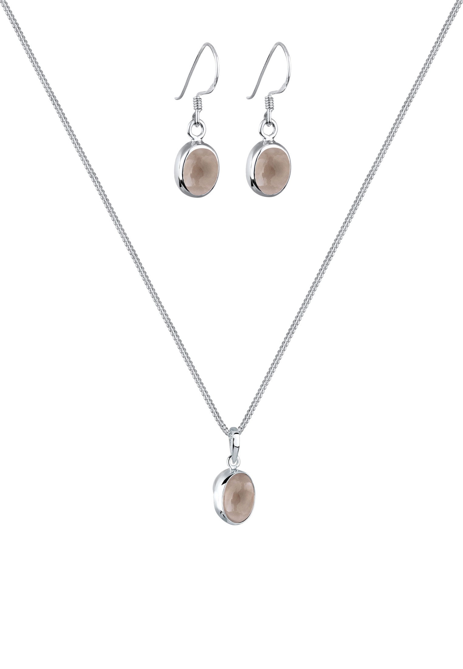 Elli Ohrring und Ketten Set »Schmuckset Quarz Braun 925 Sterling Silber«