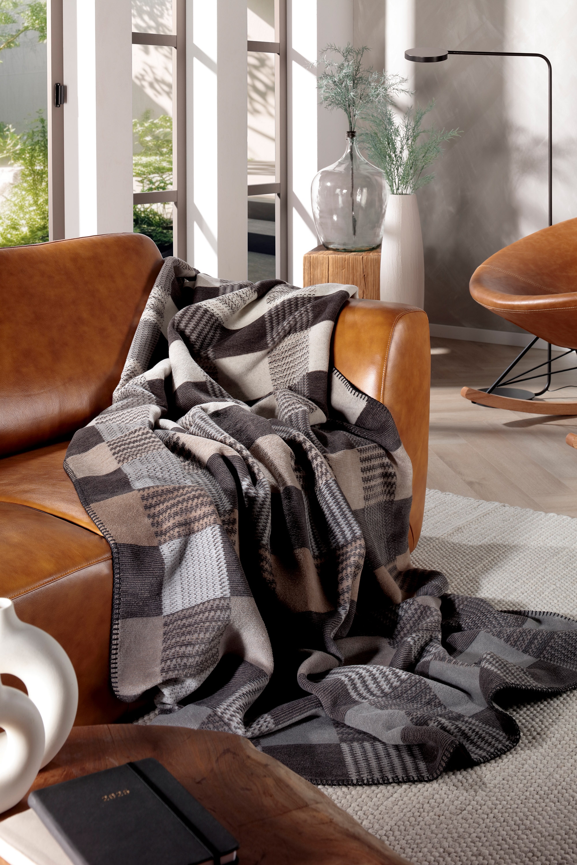 Biederlack Wohndecke »Shadow Check« Karomuster in Flechtoptik