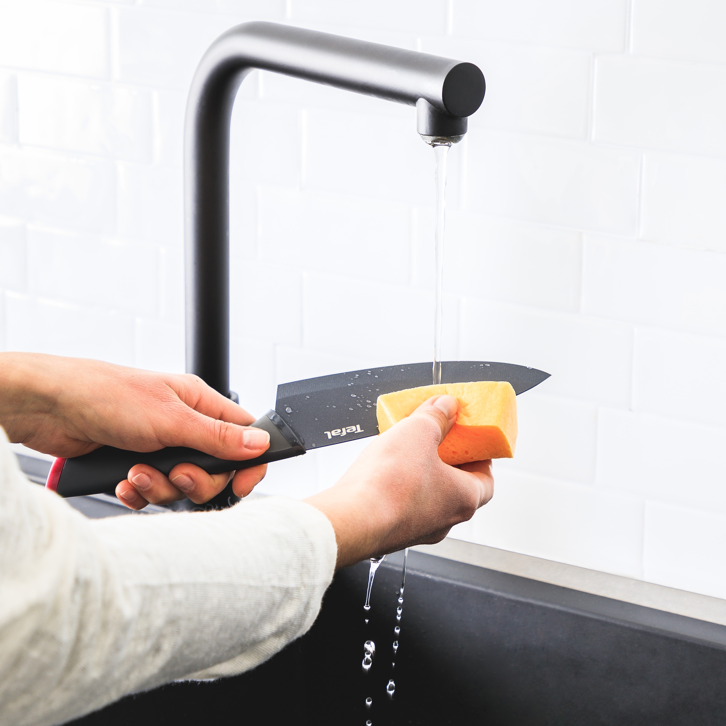 Tefal Kochmesser »Fresh Kitchen« 15 cm, Klingen aus rostfreiem Stahl, Titan-Versiegelung, Klingenschutz