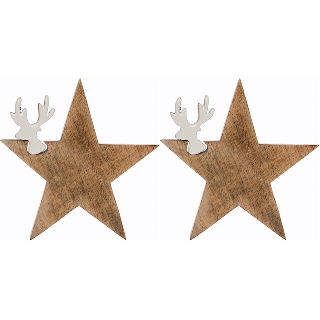 Holz, aus cm Möbel ca. Puzzle & kleinem »Star, Rentierkopf«, Shop bestellen mit Dekostern St.), 15 (2 Stern, Weihnachtsdeko im OTTO Höhe Online Myflair Weihnachtsstern, Deko Accessoires