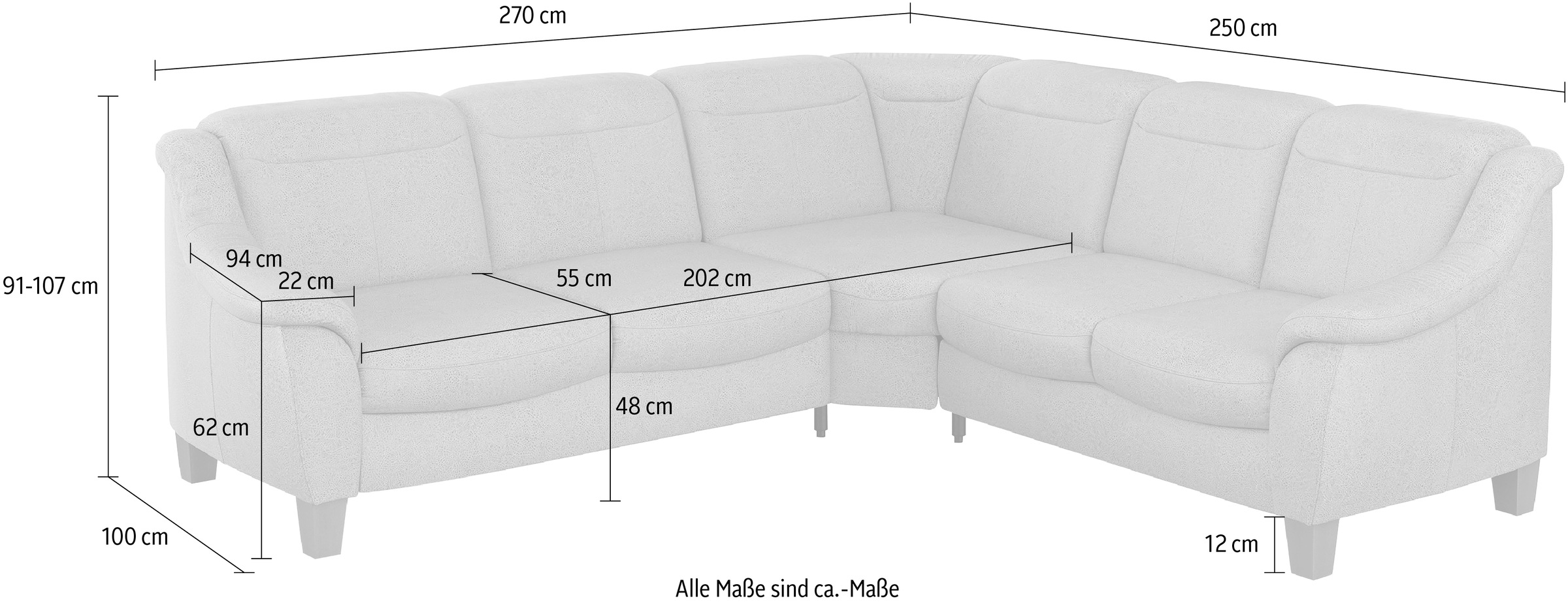 Home affaire Ecksofa »Caldera L-Form« Federkern, wahlweise mit Kopfteilverstellung, Bettfunktion, Bettkasten