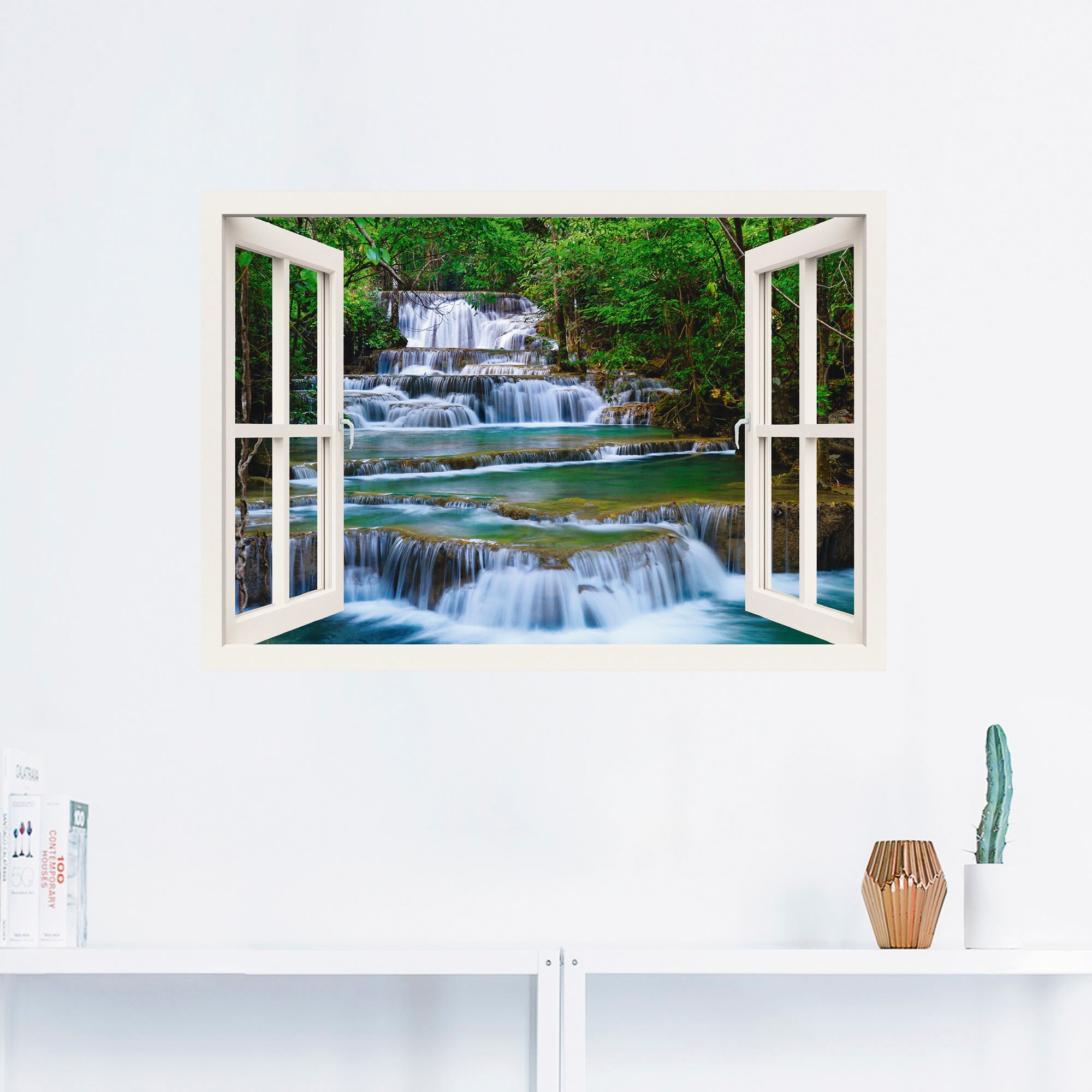 Artland Wandbild »Fensterblick Wasserfall in Kanchanaburi«, Fensterblick, (1  St.), als Leinwandbild, Wandaufkleber oder Poster in versch. Größen  bestellen online bei OTTO