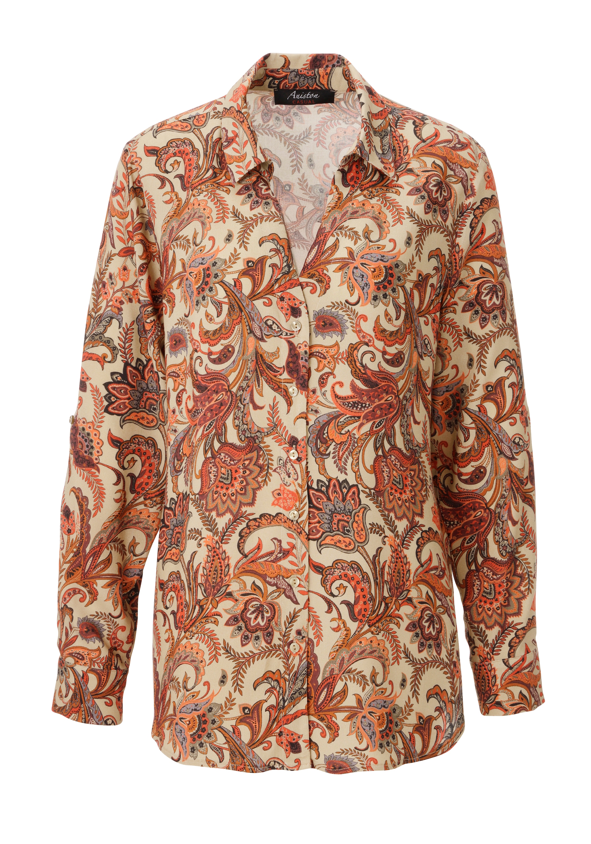 Aniston CASUAL Hemdbluse mit fantasievollem Blumendruck- jedes Teil ein Unikat - NEUE KOLLETION