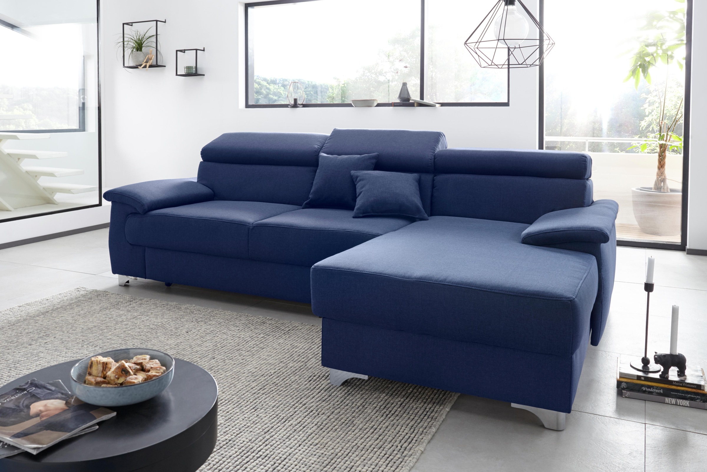 DOMO collection Ecksofa »Mira, inklusive Kopfteilverstellung für mehr Wohlfühlkomfort, L-Form«, wahlweise mit Bettfunktion und Bettkasten, elegant und modern