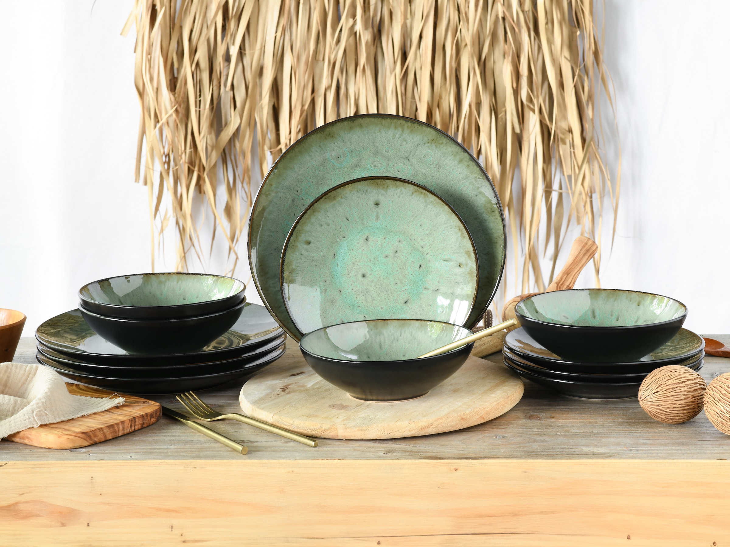 CreaTable Teller-Set »Jawa, Teller Set 12-tlg« Reaktivglasur