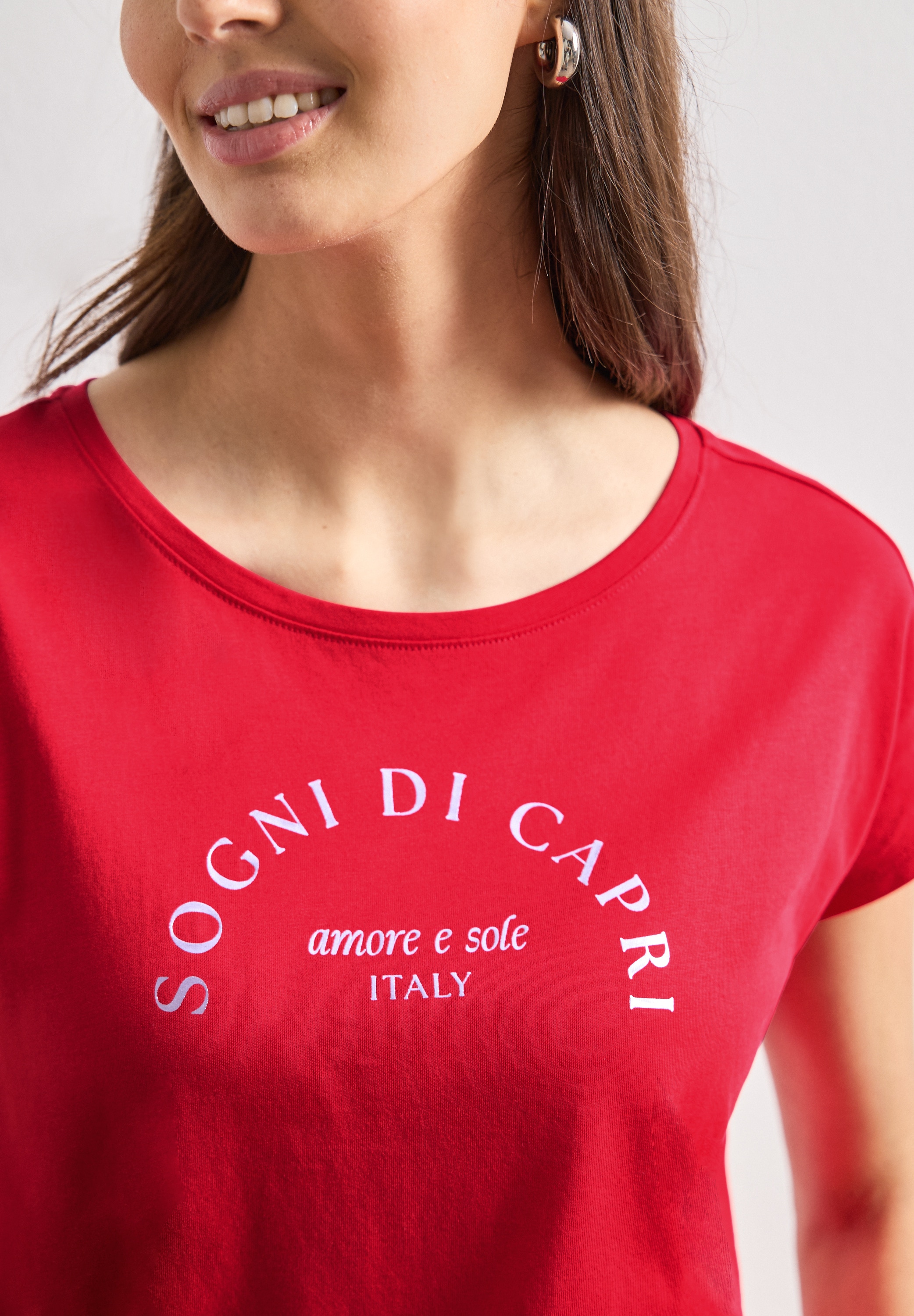 STREET ONE Shirttop Sommershirt mit Wording Artwork