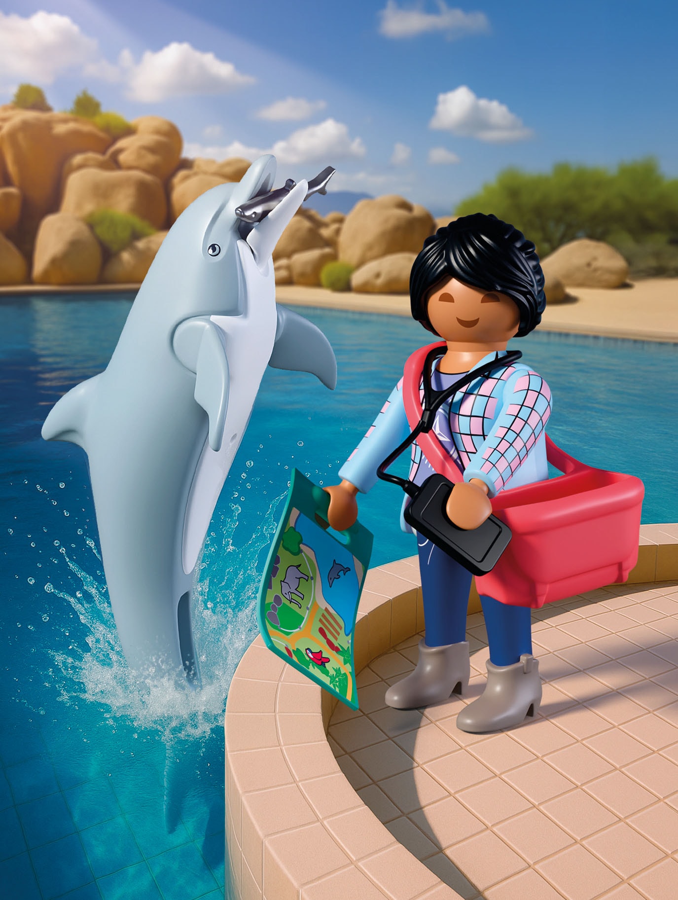 Playmobil® Konstruktions-Spielset »Zoo: Delfin und Besucherin (72091), Animals & Friends« Made in Europe