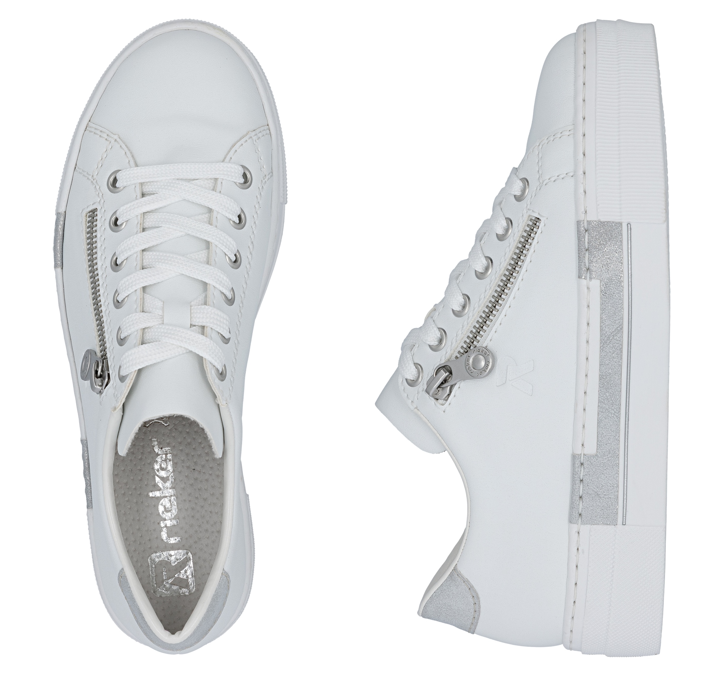 Rieker Plateausneaker  mit Zierreißverschluss seitlich, Freizeitschuh, Halbschuh, Schnürschuh