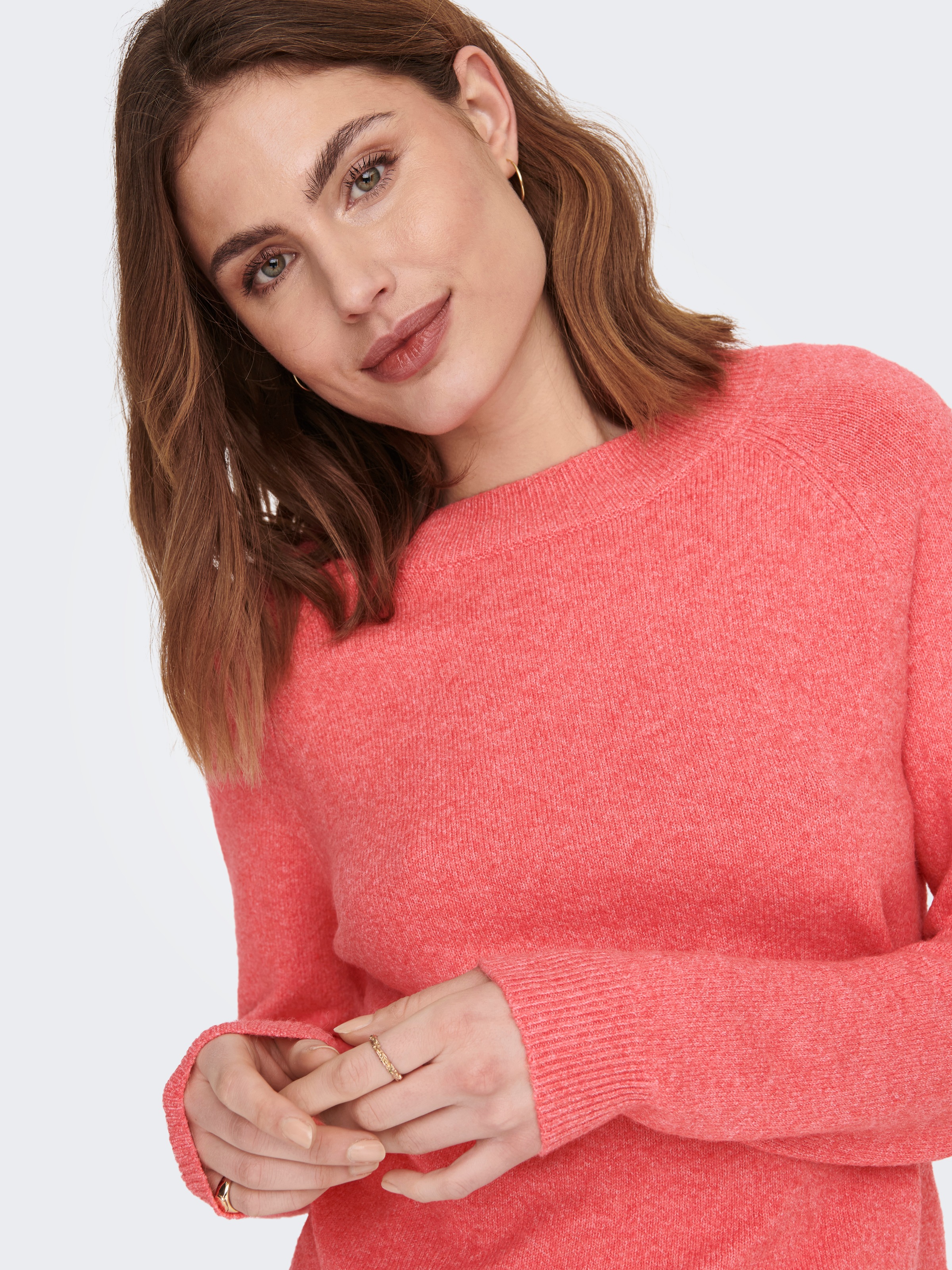 ONLY Rundhalspullover »ONLRICA LIFE L/S PULLOVER  KNT NOOS« Materialmix, regular fit