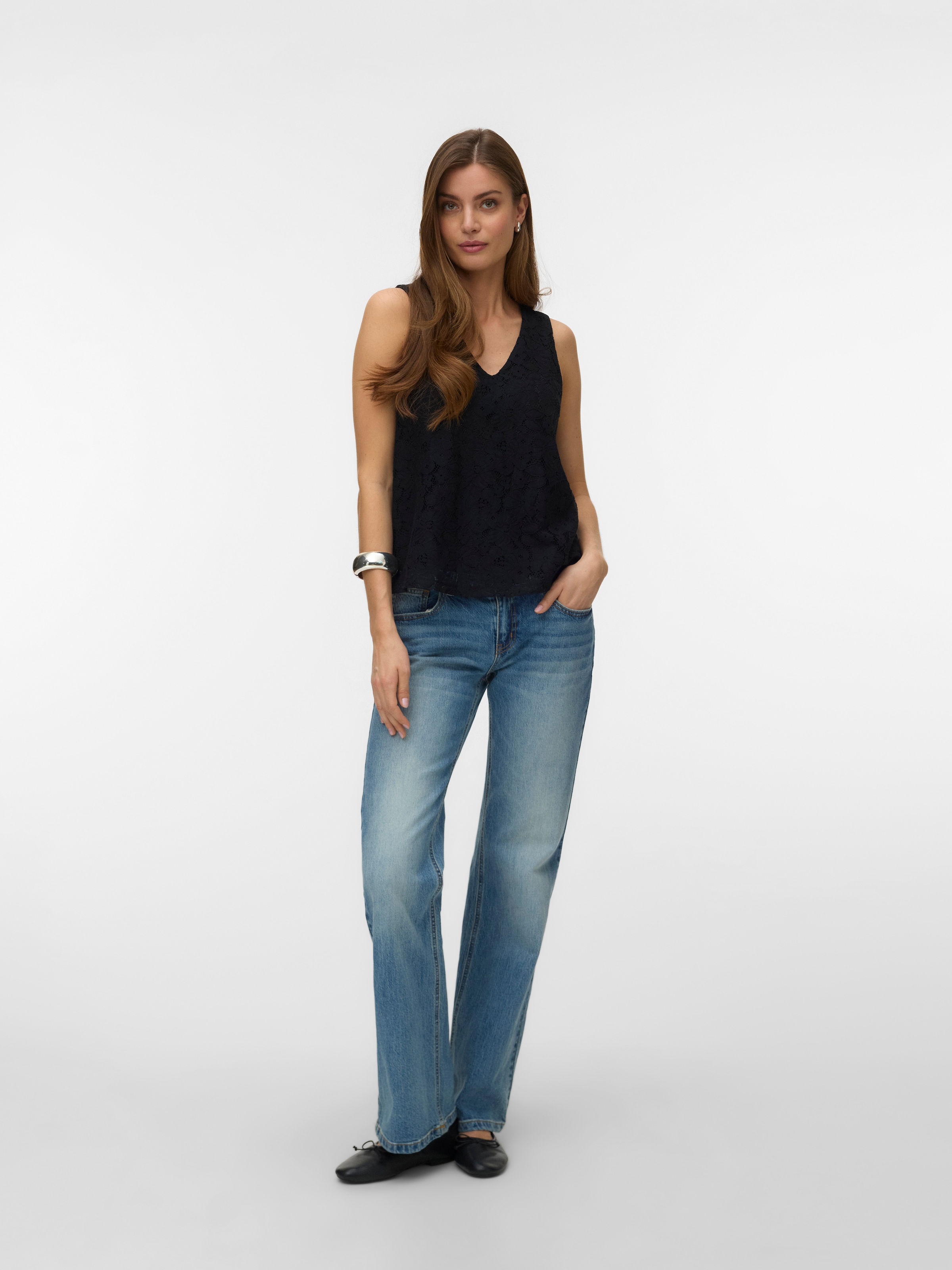 Vero Moda Spitzentop »VMHONEY LACE SL V-NECK TOP WVN GA«