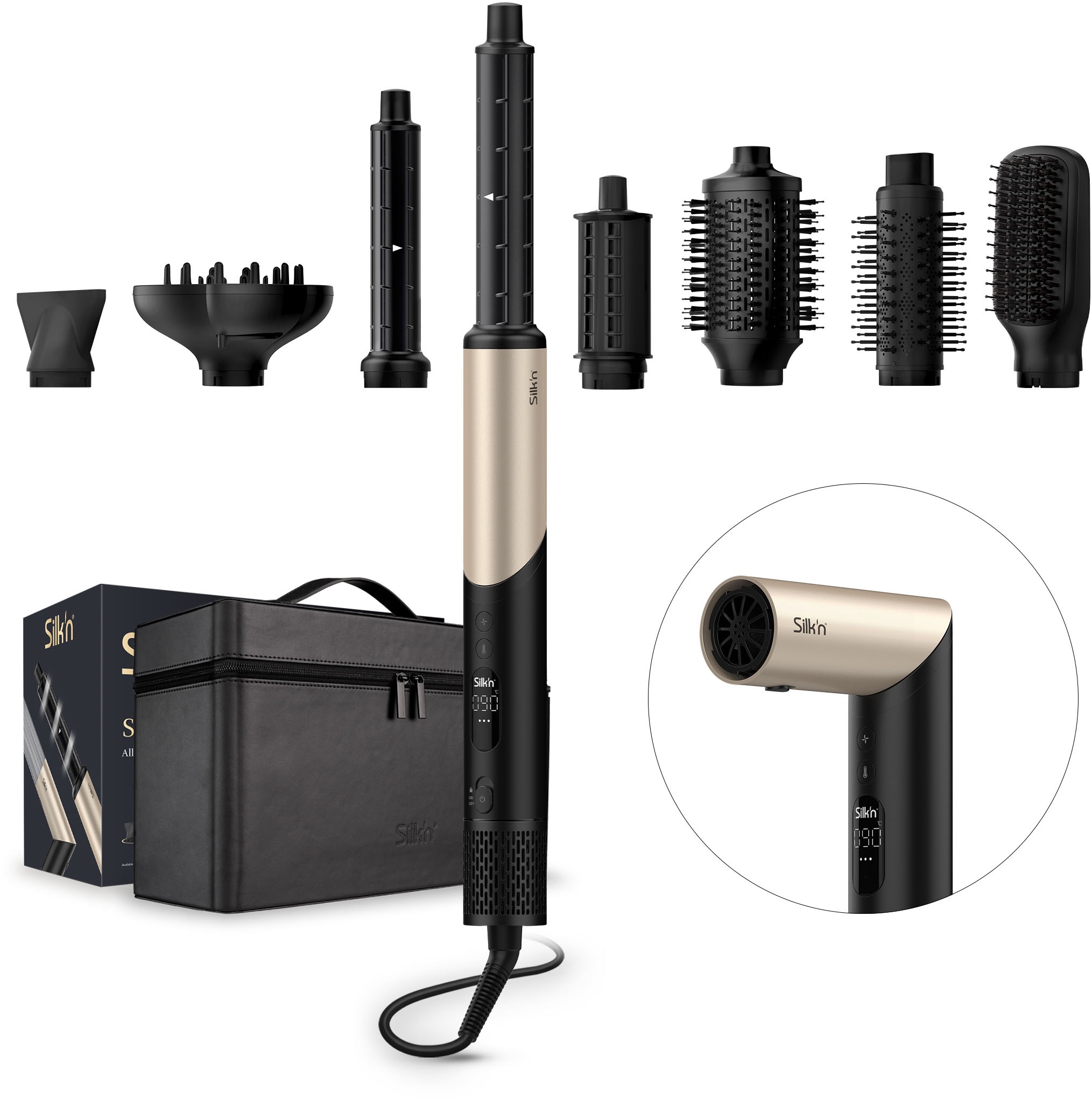 Silk'n Multihaarstyler »Multihaarstyler SilkyAirFlex« 8 Aufsätze 8in1 in beige