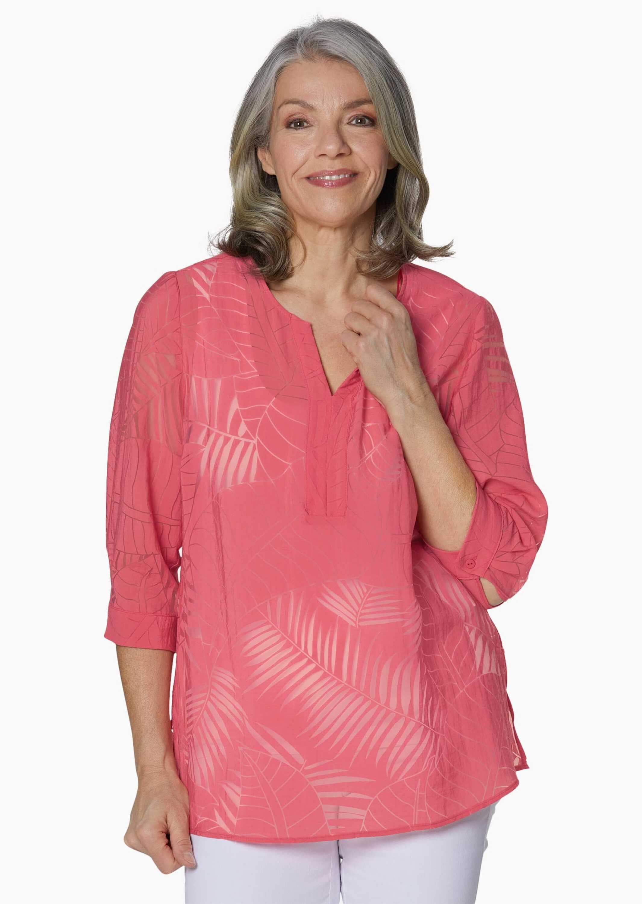 GOLDNER Kurzarmbluse »Kurzgröße Leger geschnittene Ausbrennerbluse« keine/nicht relevant