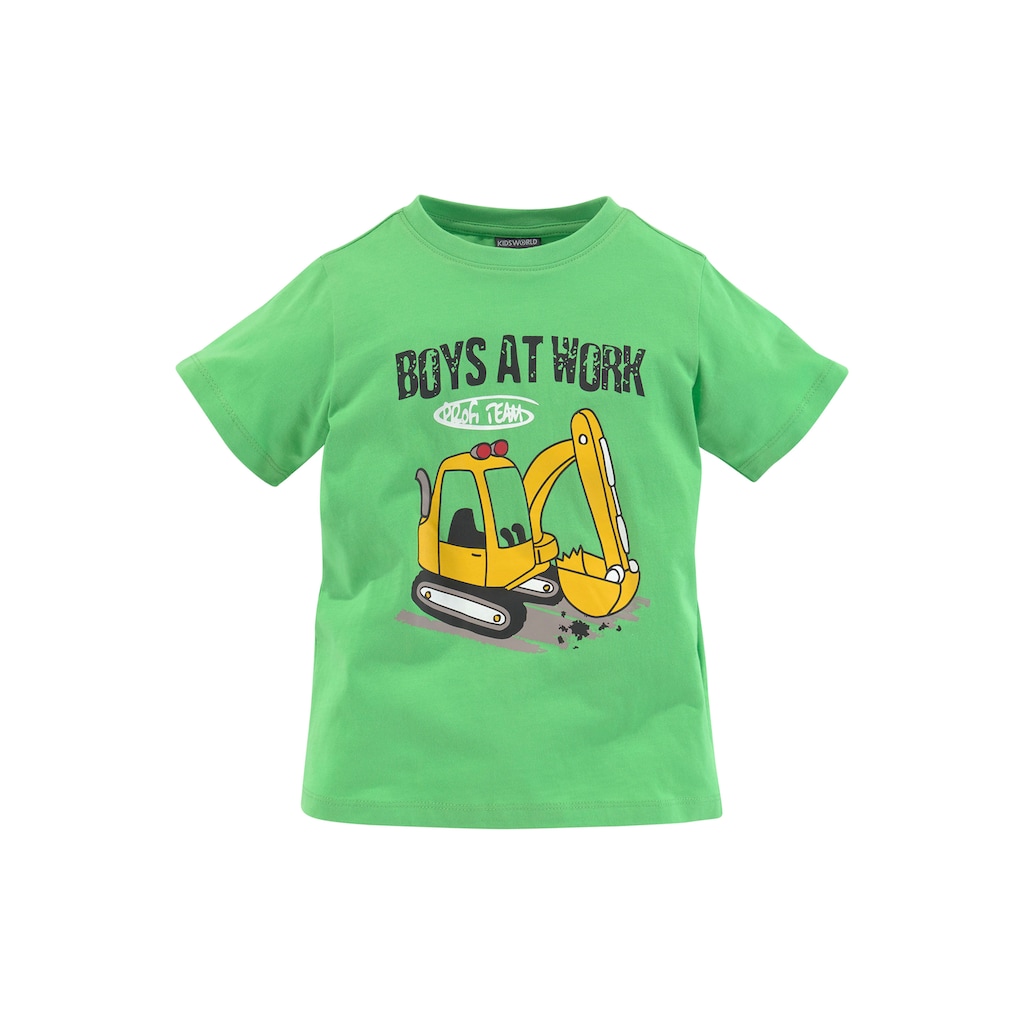 KIDSWORLD Shirt & Shorts, (Spar-Set, 2 tlg., T-Shirt+Sweatbermudas), BOYS AT WORK