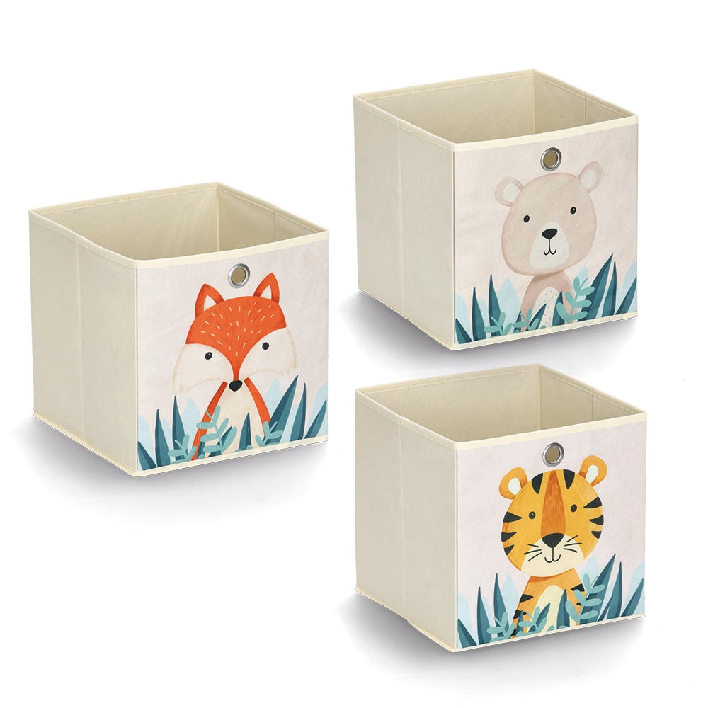 Aufbewahrungsbox »Animals«, (Set, 3 St.), Vlies, faltbar, verschiedene Tiermotive