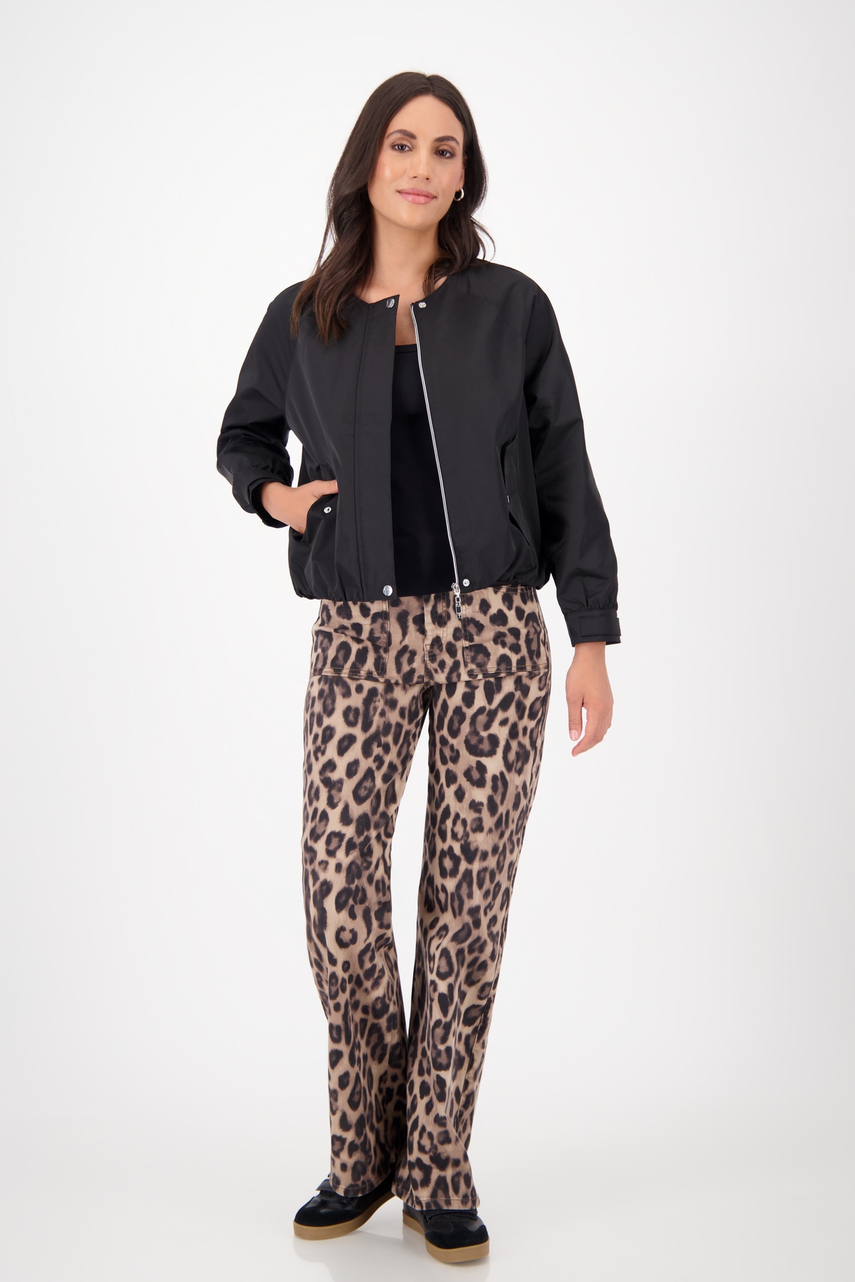 Monari Blouson »Jacke Blouson«, ohne Kapuze, Mit Rundhalsausschnitt