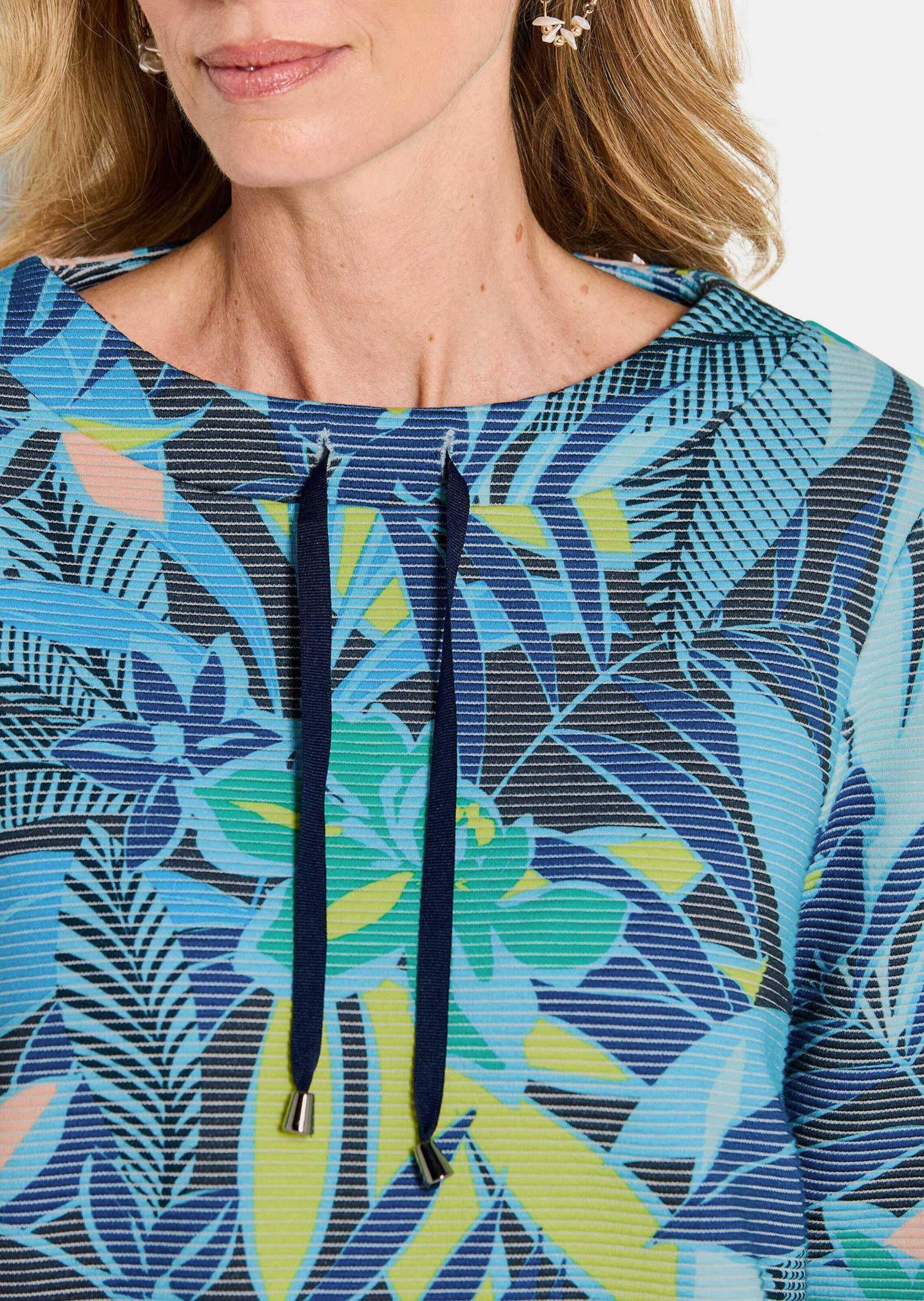 GOLDNER Sweatshirt »Druckpullover mit Dschungel-Design«, Zierband am Ausschnitt
