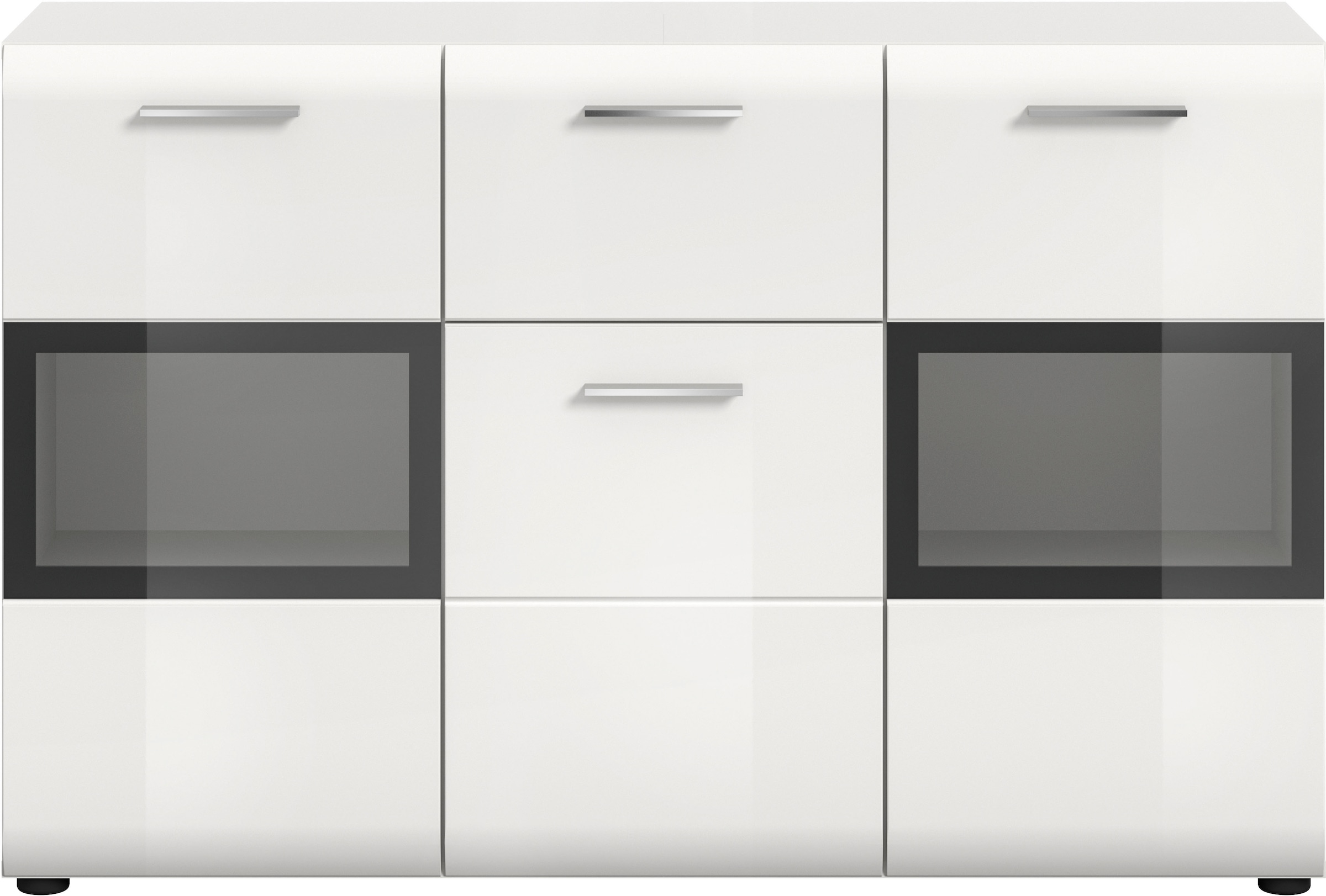 Home affaire Sideboard »FLORENZ, hochwertige MDF-Front,Rillenfräsung,2 Glastüren,1 Schublade« 1 Stk. tlg. Sideboard, Anrichte, Wohnzimmerschrank