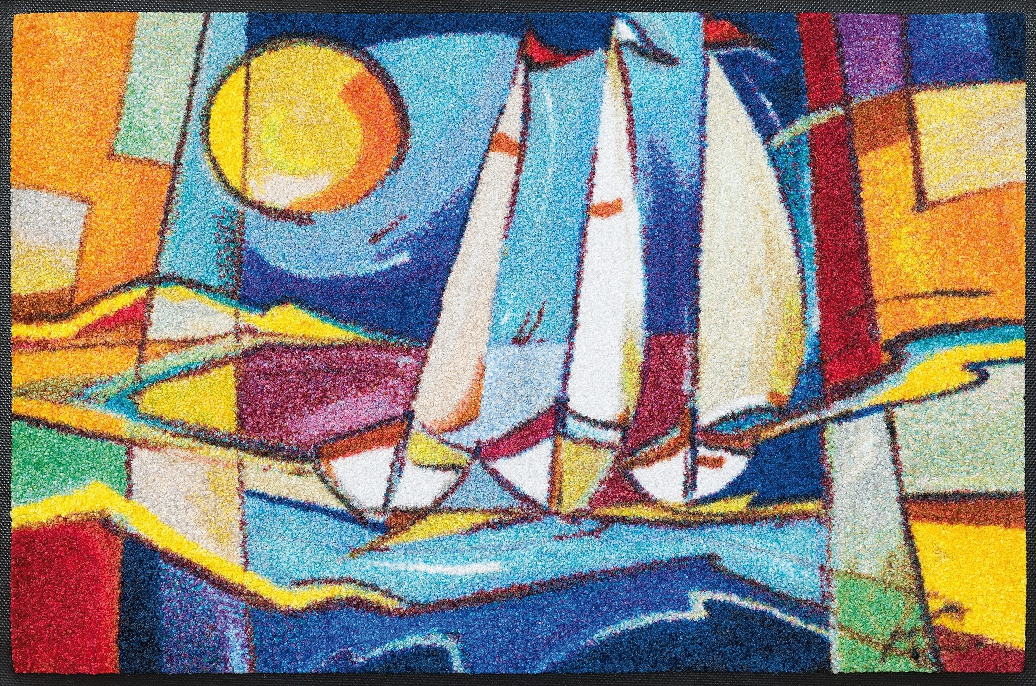 wash+dry by Kleen-Tex Fußmatte »sailing home«, rechteckig, 7 mm Höhe, Schmutzfangmatte, Motiv Segelboote, rutschhemmend, In- und Outdoor geeignet, waschbar