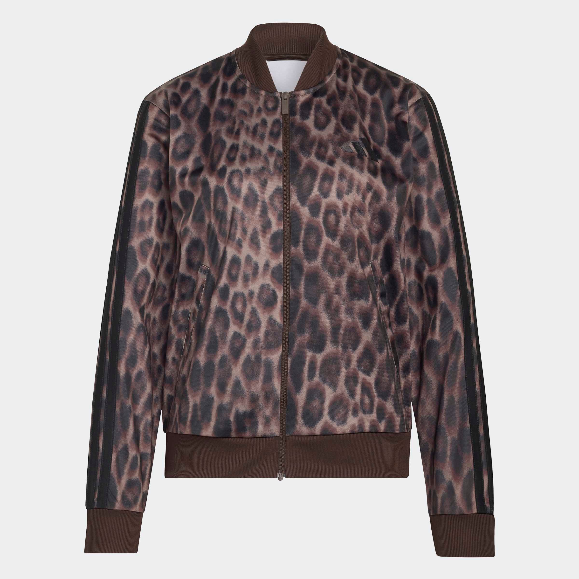 adidas Sportswear Trainingsanzug »ESSENTIALS 3-STREIFEN ANIMAL AOP« 2 tlg. mit durchgehendem Reißverschluss, mit Stehkragen, mit Allover-Print