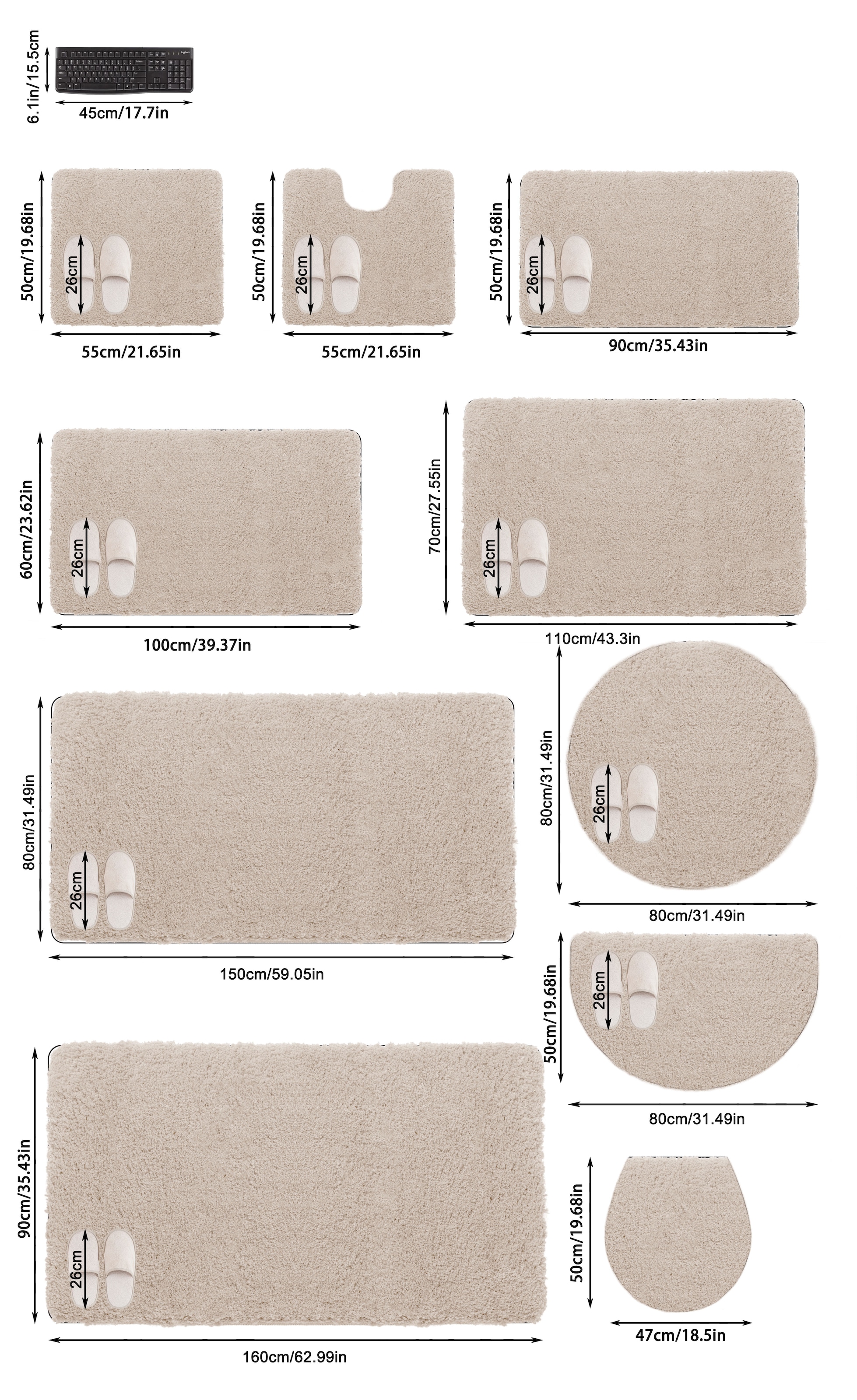 my home Badematte »Sanremo, Badvorleger, Badezimmer Teppich, sehr weich«, rutschhemmend beschichtet, fußbodenheizungsgeeignet-schnell trocknend, Badteppich, unifarben, rechteckig, rund & als 3-tlg. Set erhältlich
