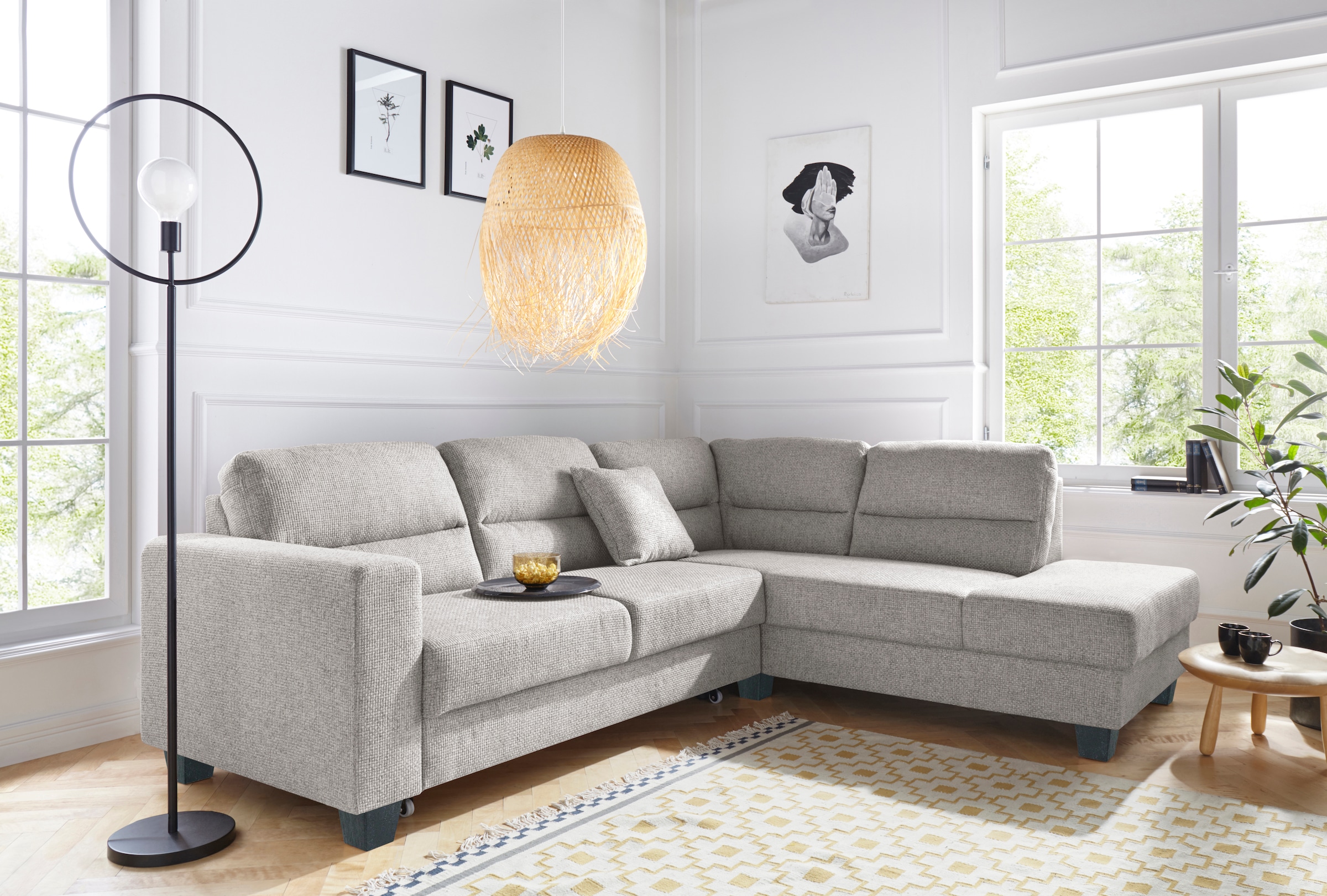 TRENDMANUFAKTUR Ecksofa »Chamber, zeitlos & elegant, bequem, L-Form«, inklusive einer Kopfstütze, wahlweise mit Schlaffunktion