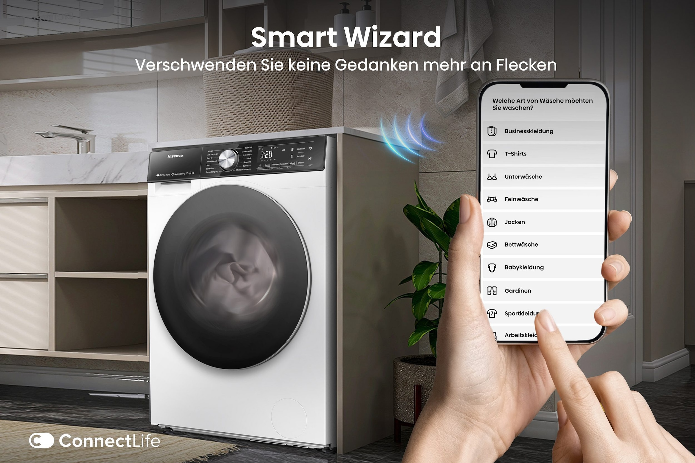 Hisense Waschtrockner »WD5S1045BW« 10,5 kg /6 kg 72 dB(A) 10,5kg/ 6kg