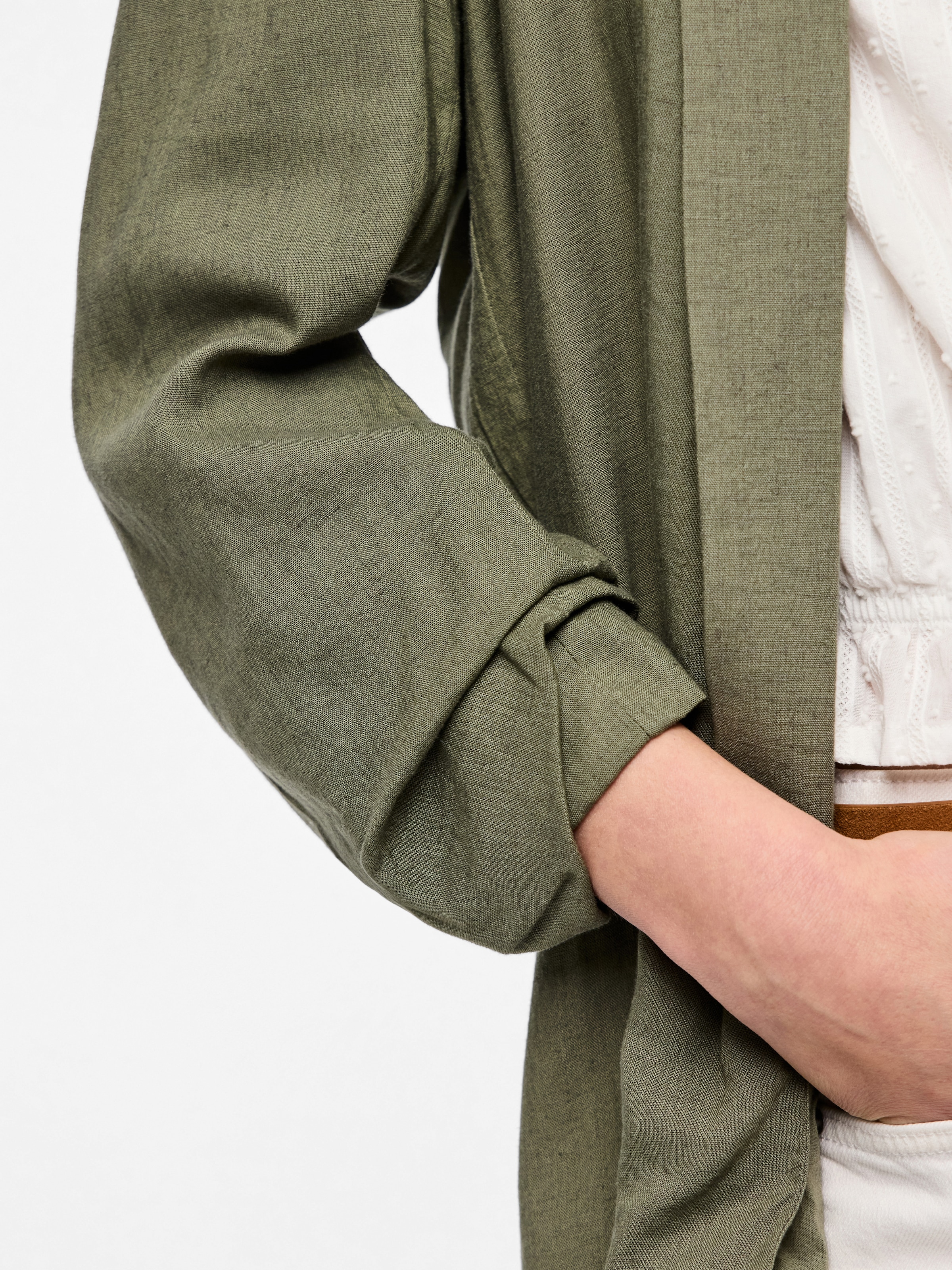 pieces Longblazer »PCPIA BOSELLA BLAZER WVN NOOS«, mit Leinen