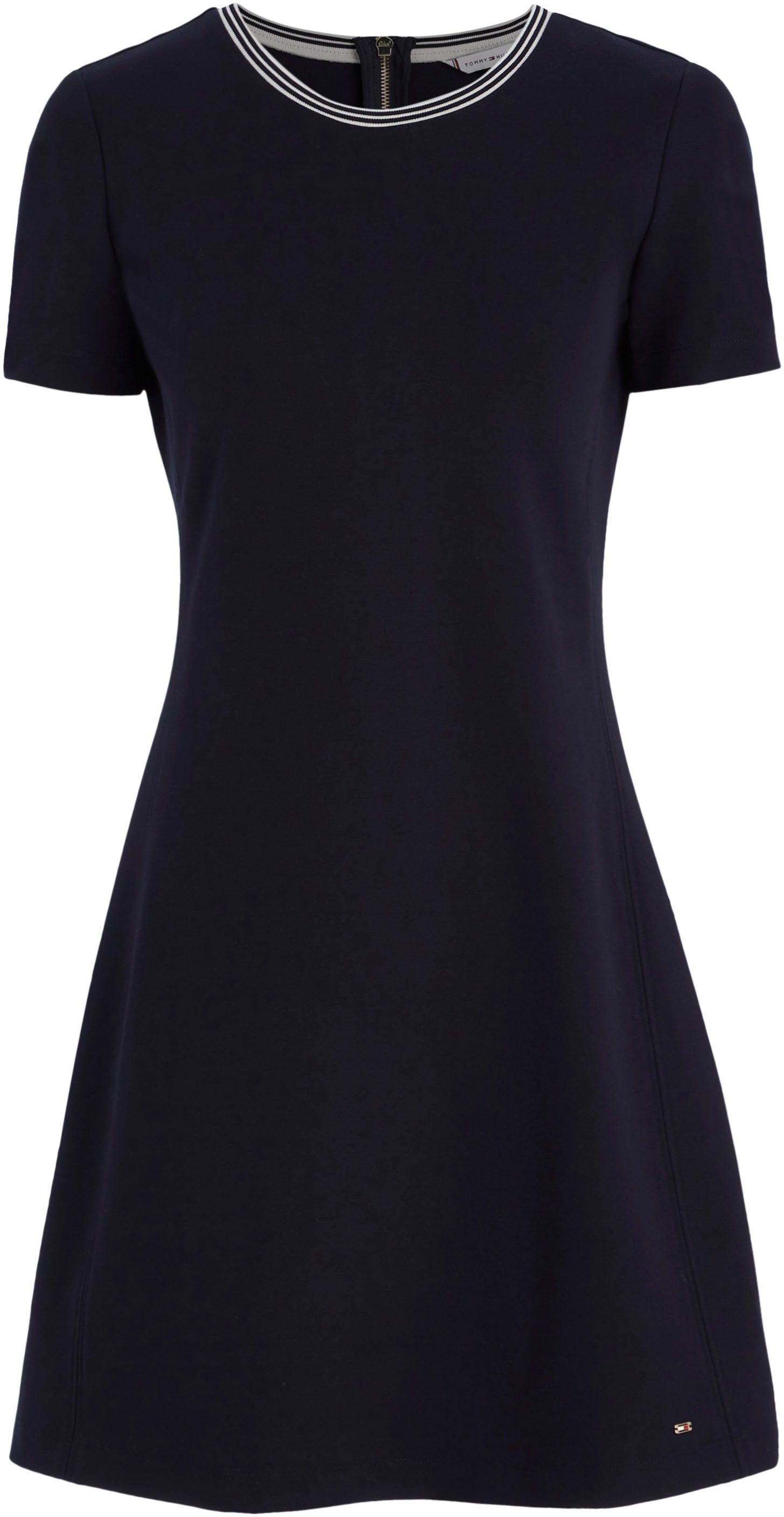 Tommy Hilfiger Minikleid »PUNTO MINI VIS DRESS SS«, mit gestreiftem Ausschnitt