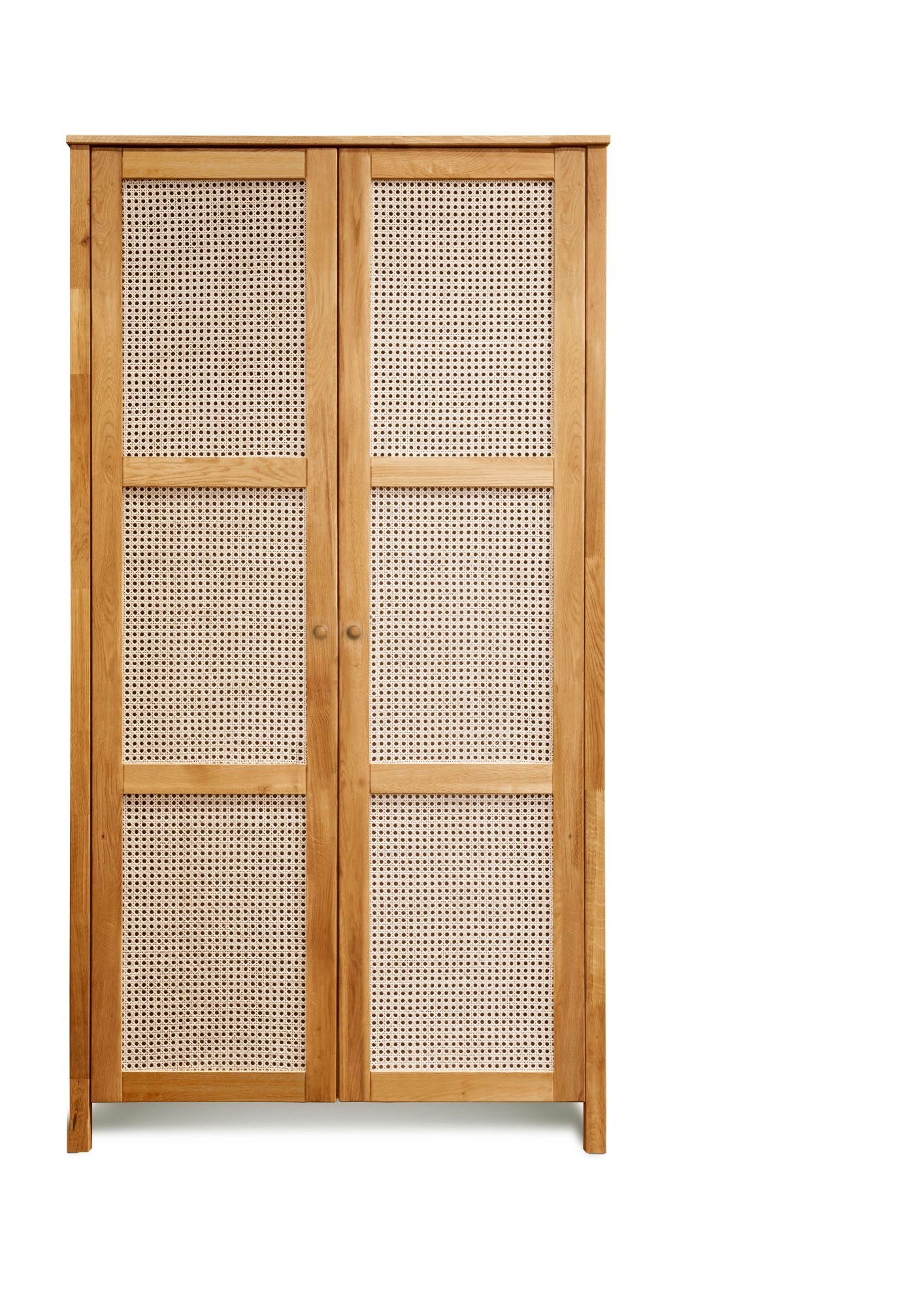 Home affaire Drehtürenschrank »Hällevik, Kleiderschrank, Aufbewahrung, Stauraum, Soft-Close-Funktion« Türfronten mit Wiener Geflecht, FSC® Zertifizierte massive Eiche