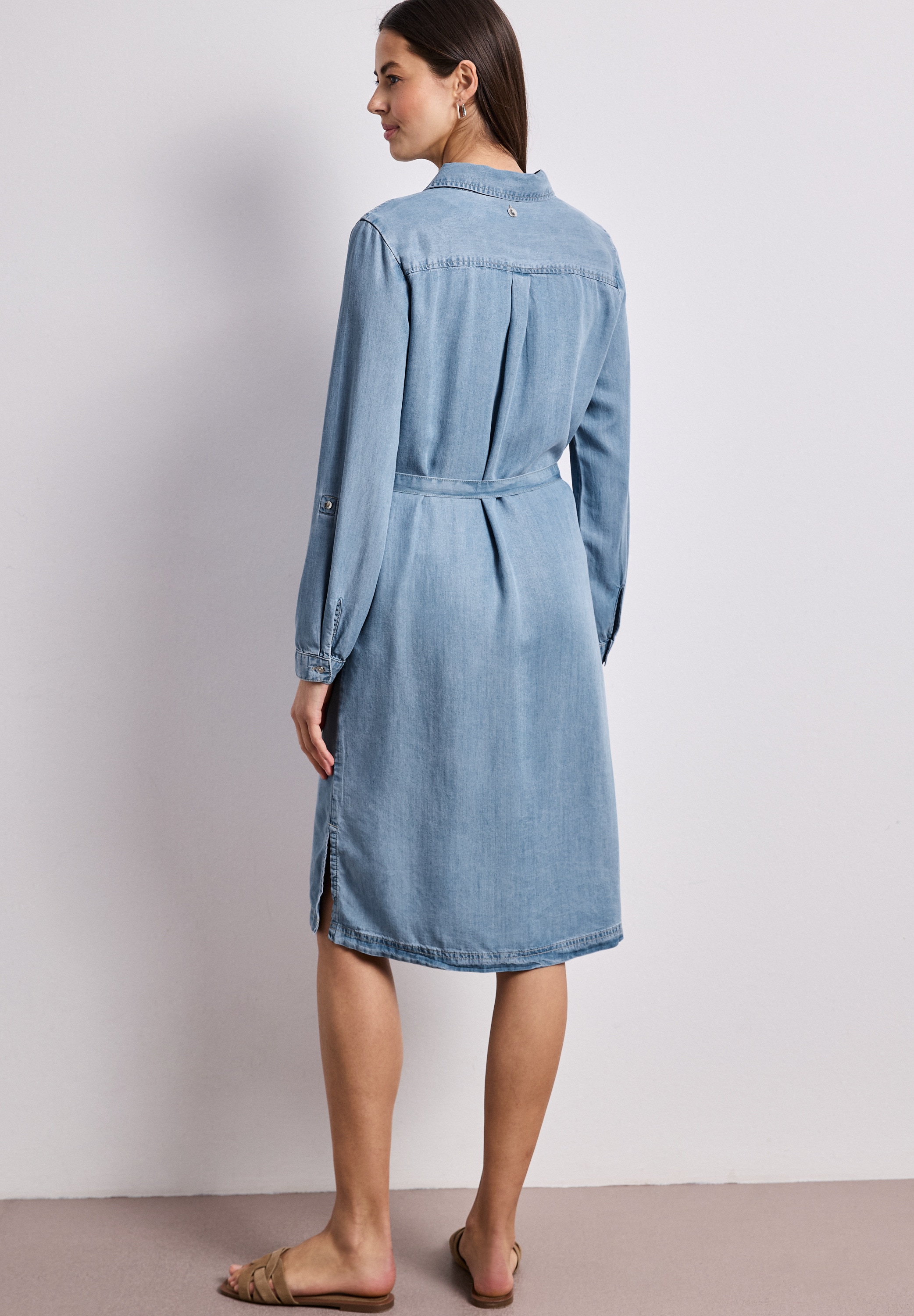 STREET ONE Jeanskleid Brusttaschen | Eingrifftaschen seitliche Schlitze, washed Look