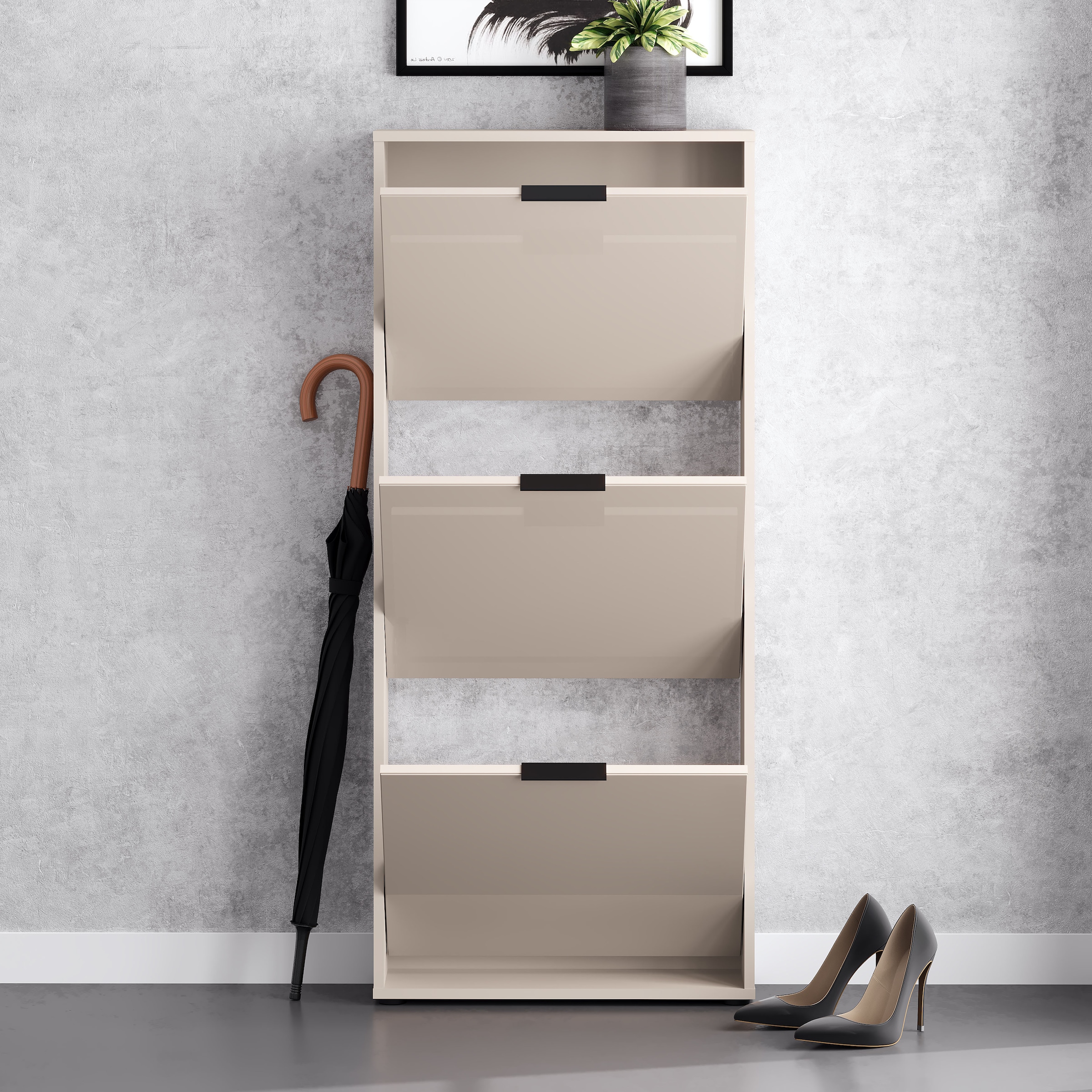 HBZ Schuhkipper »Jana Schuhkipper, Glasfronten, Metallgriffe« 1 Stk. tlg. Breite 60cm, Glasfront, Metallgriffe