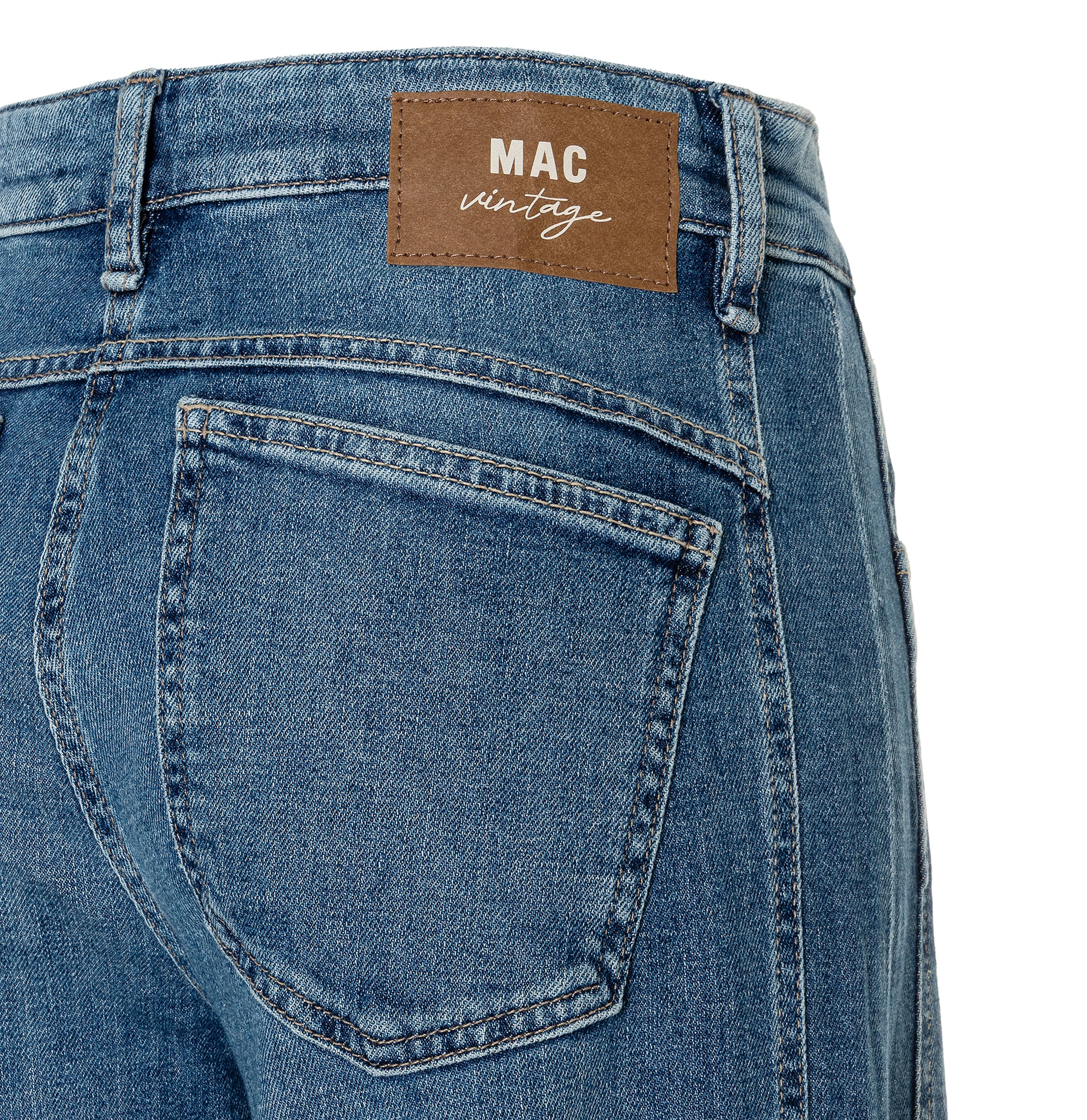 MAC 5-Pocket-Jeans »OHIO Barrel« Barrel Fit, Naht-Detail auf Kniehöhe