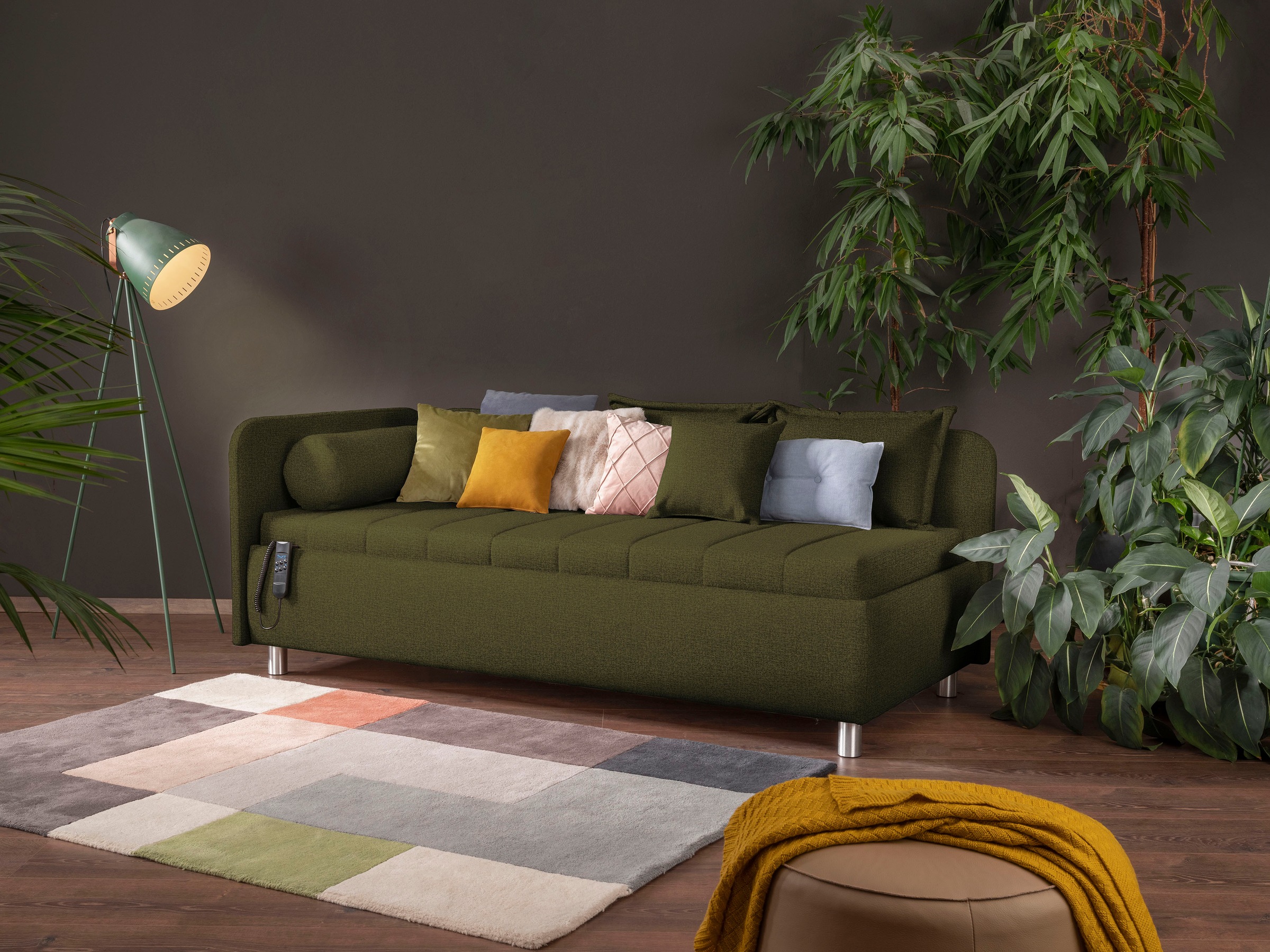 alina Schlafsofa »Kiana«, Liegefläche 90/200 cm oder 100/200 cm, Bettkasten, Zierkissen-Set