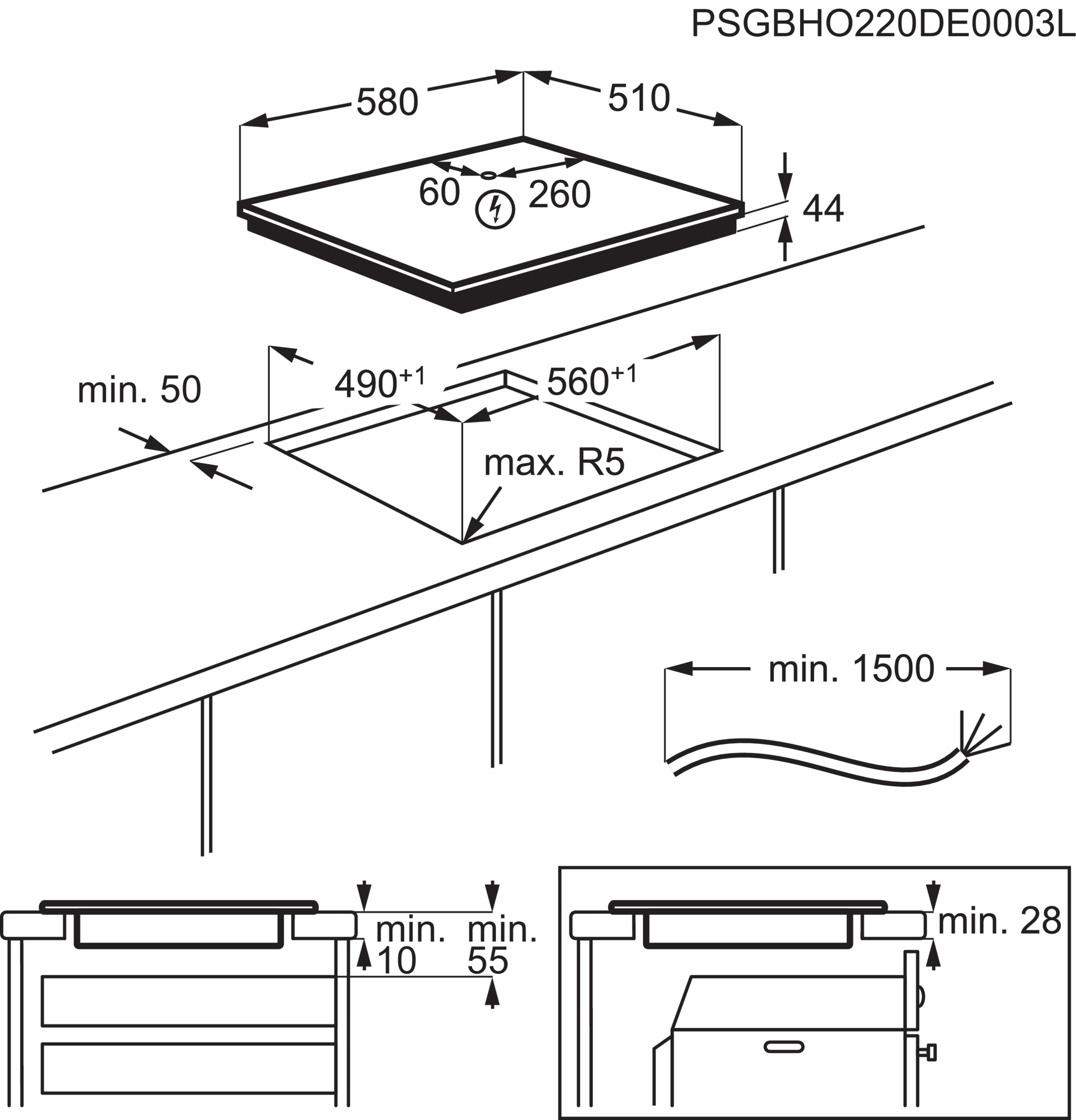 AEG Backofen-Set »HH24BSISML«, mit 1-fach-Teleskopauszug, Aqua Clean, SaphirMatt®-Induktionskochfeld-Kratzresistente Oberfläche, Pizzastufe