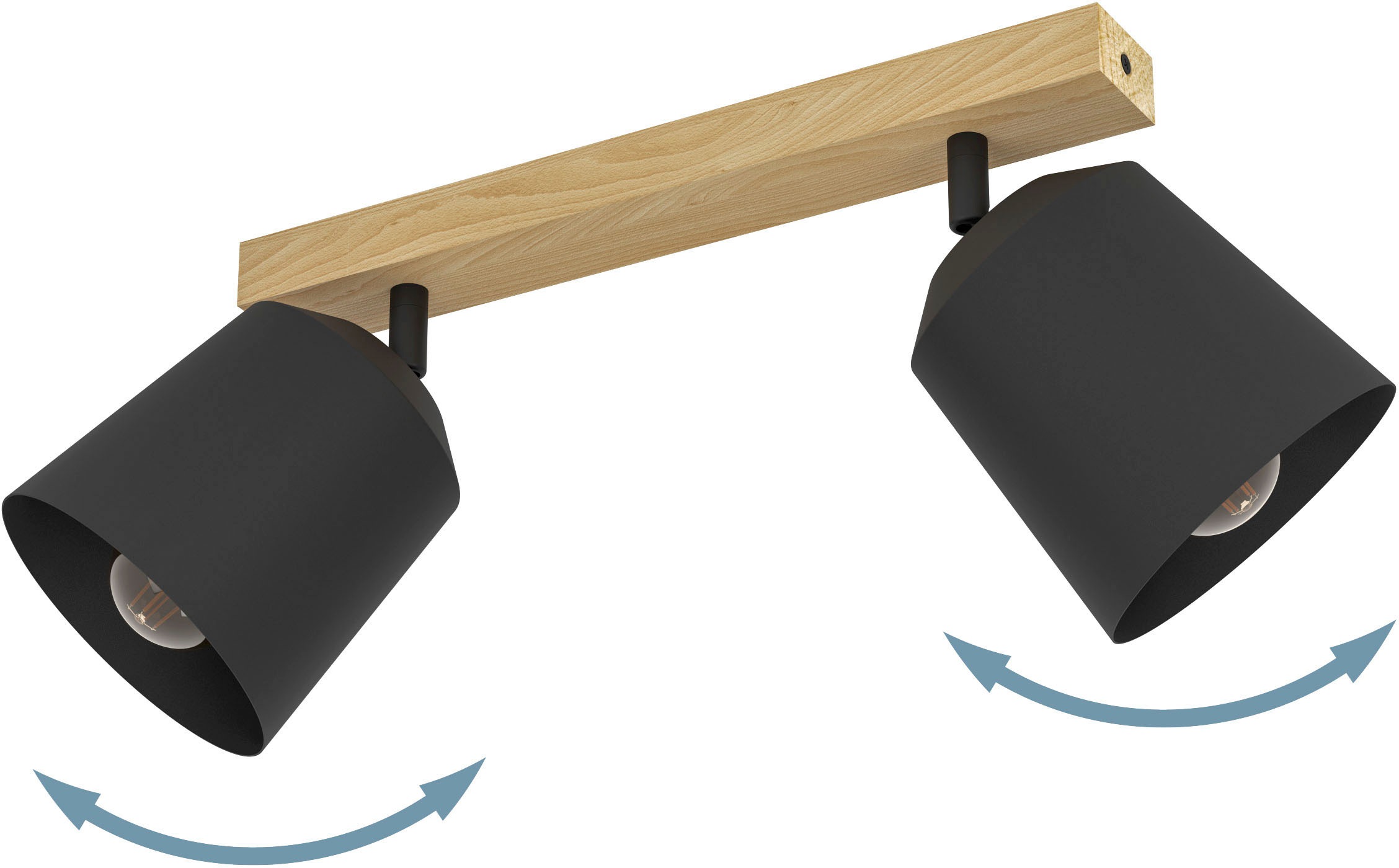 EGLO Deckenspot »COTORRO«, Leuchtmittel E27 | Leuchtmittel wechselbar-ohne Leuchtmittel, Deckenspot in braun und schwarz aus Holz, Stahl - exkl. E27 - 25W