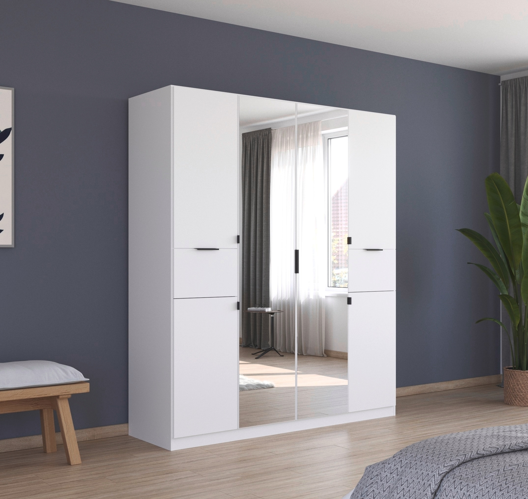 rauch Drehtürenschrank »Kleiderschrank Schrank Garderobe Wäscheschrank TICAO«, (Schubladen in der Höhe variabel positionierbar), mit 2 geräumigen Schubladen, viel Stauraum MADE IN GERMANY