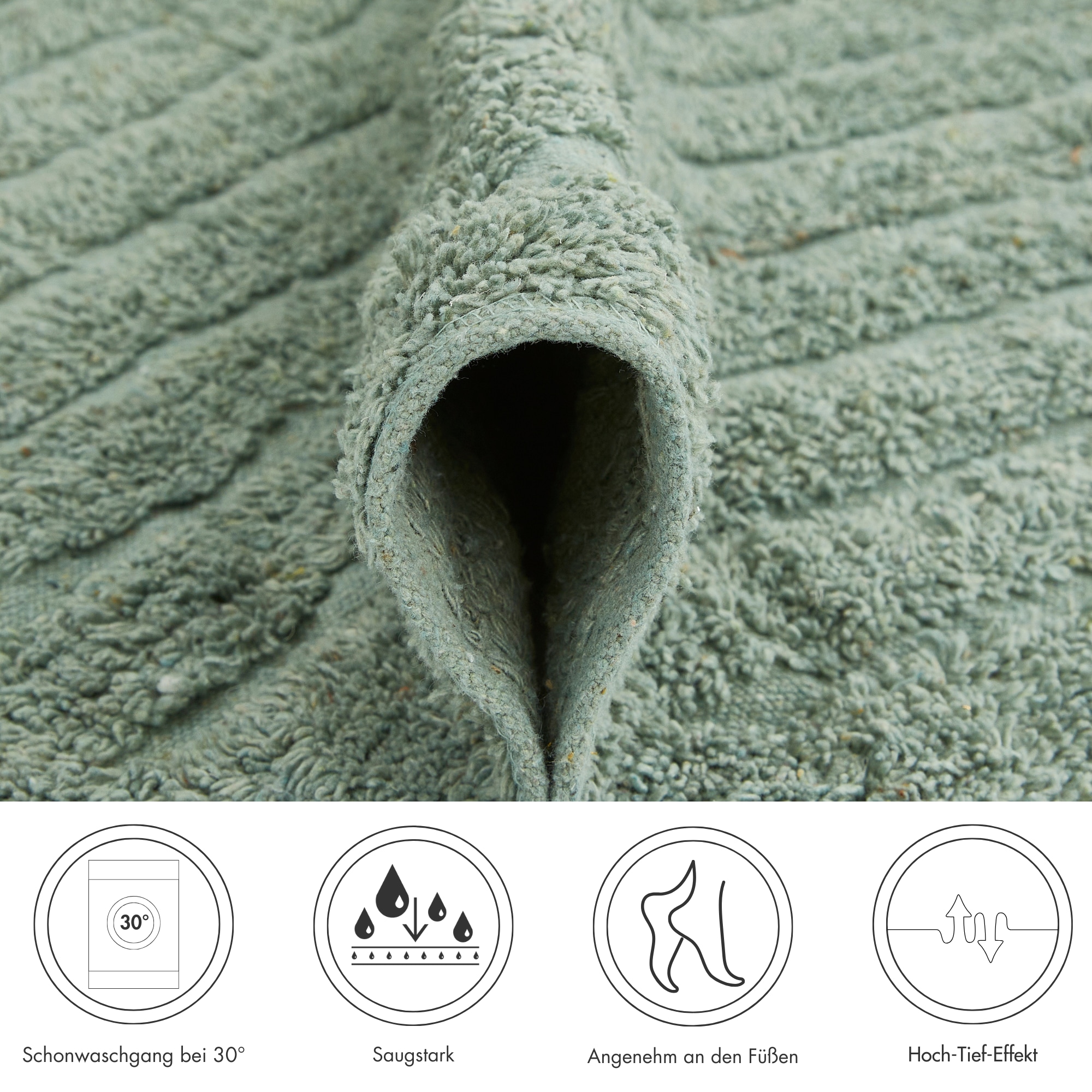 Andiamo Badematte »Havanna, 50x80 cm« Höhe 7,5 mm fußbodenheizungsgeeignet | schnell trocknend Badteppich, Uni Farben, Hoch-Tief Effekt, verschiedene Designs