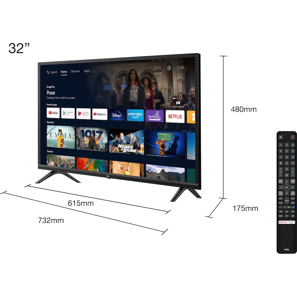 TCL LED-Fernseher »32S5203«, 81 cm/32 Zoll, HD ready, Smart-TV-Android TV