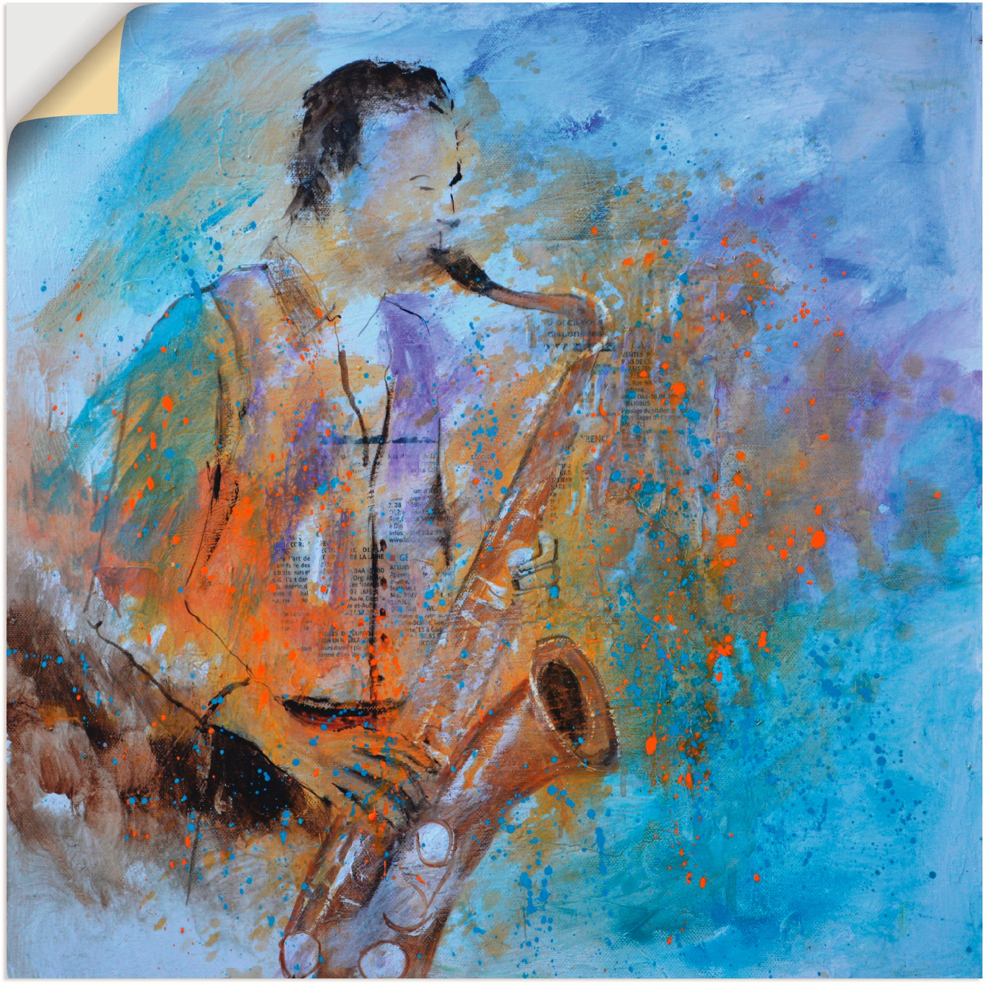 Artland Wandbild »Saxofon spielen«, Musiker, (1 St.), in vielen Größen & Produktarten - Alubild / Outdoorbild für den Außenbereich, Leinwandbild, Poster, Wandaufkleber / Wandtattoo auch für Badezimmer geeignet