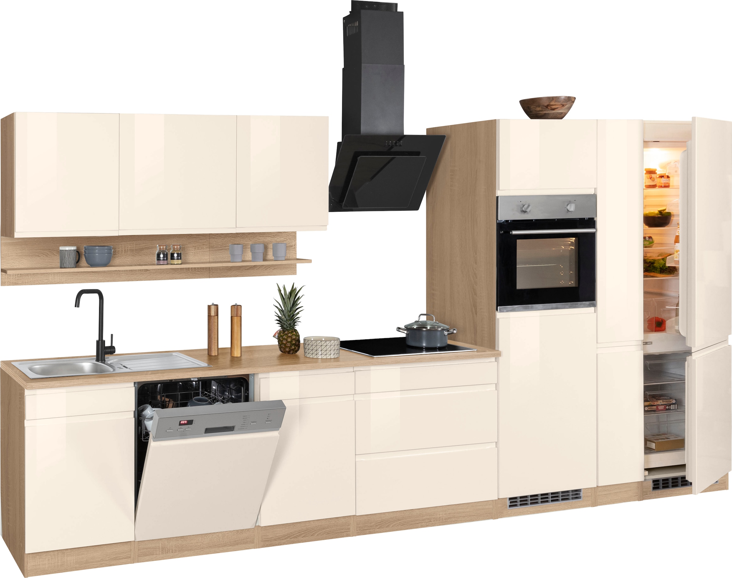 KOCHSTATION Küchenzeile »KS-Virginia«, Breite 390 cm, ohne E-Geräte