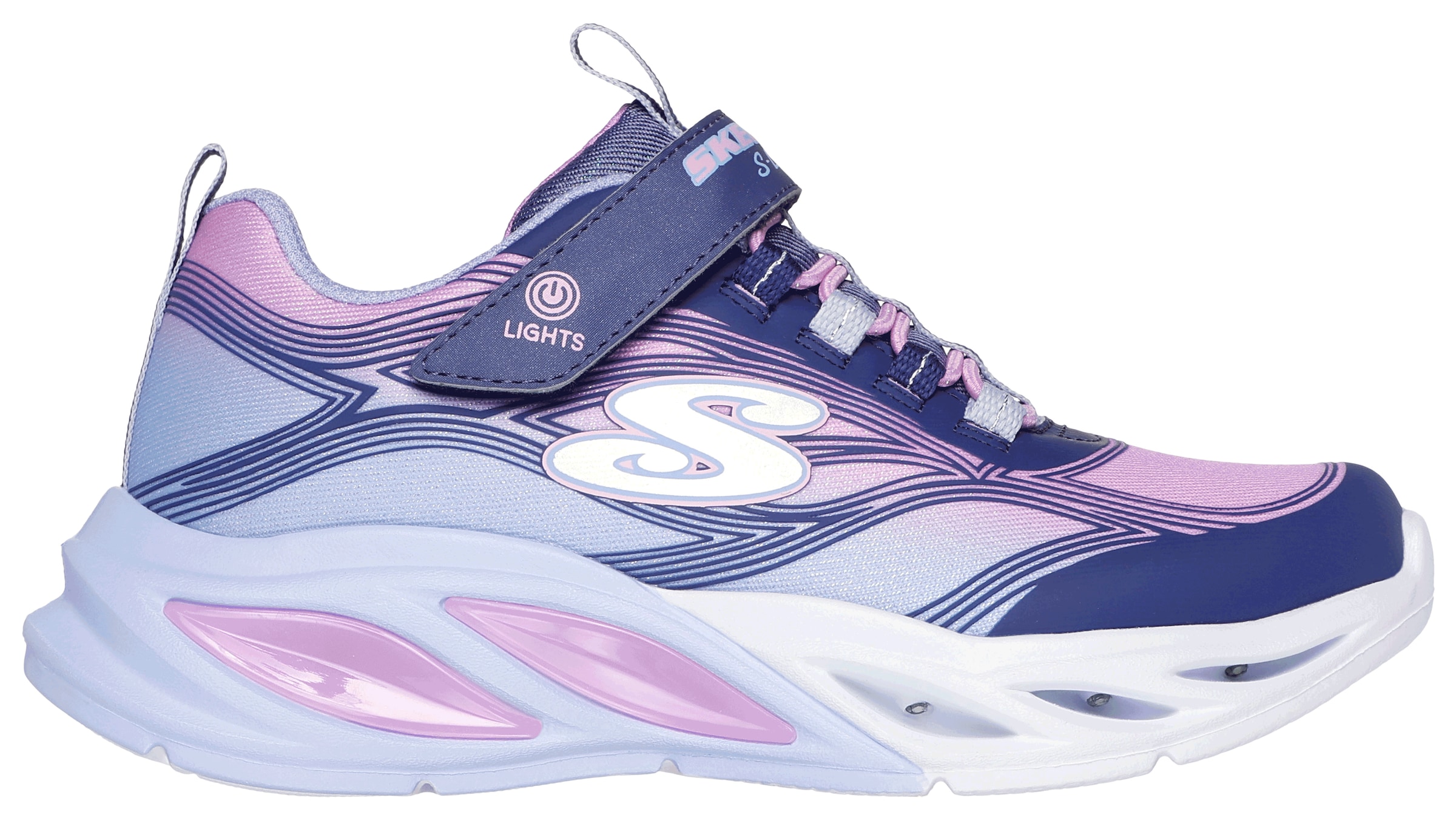 Skechers Sneaker »COSMIC GLOW LIGHTS«, Klettschuh mit Glitzer, Größenschablone zum Download
