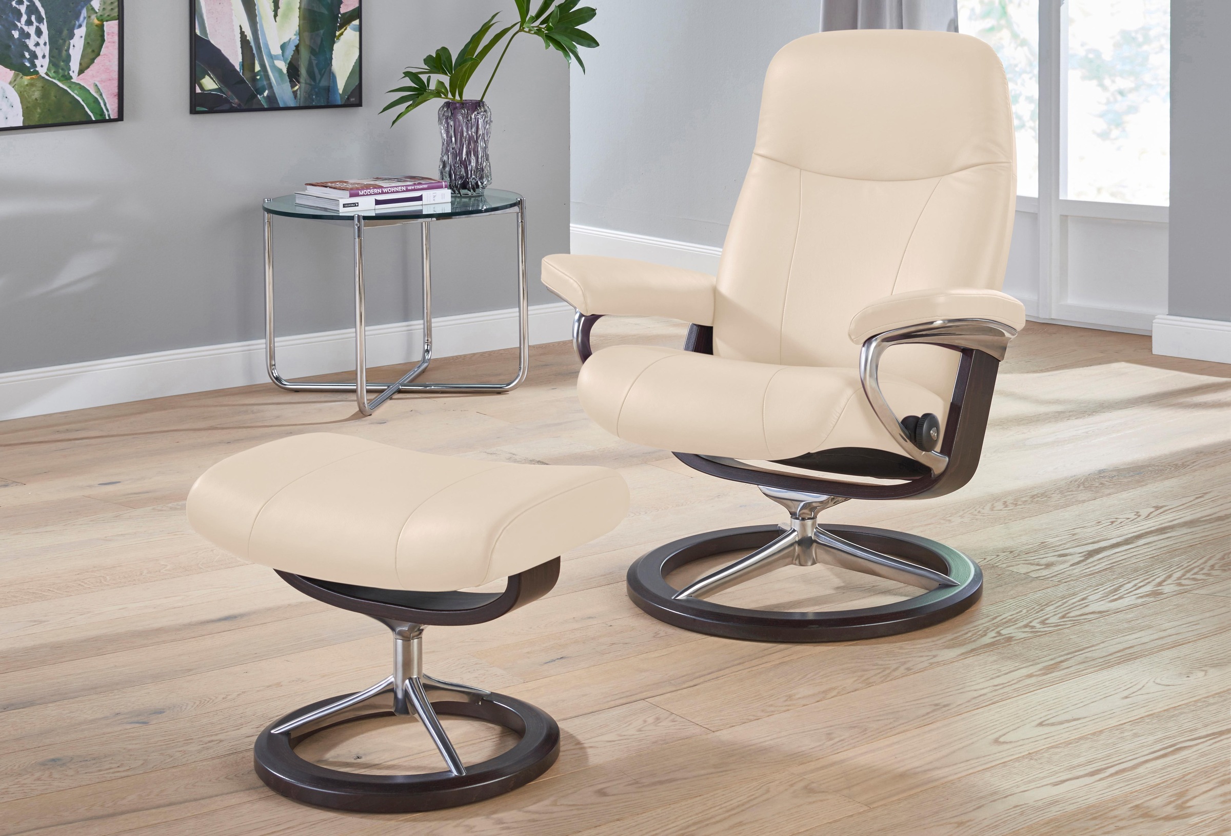Stressless® Relaxsessel »Garda«, mit Hocker, mit Signature Base, Größe L, Gestell Wenge
