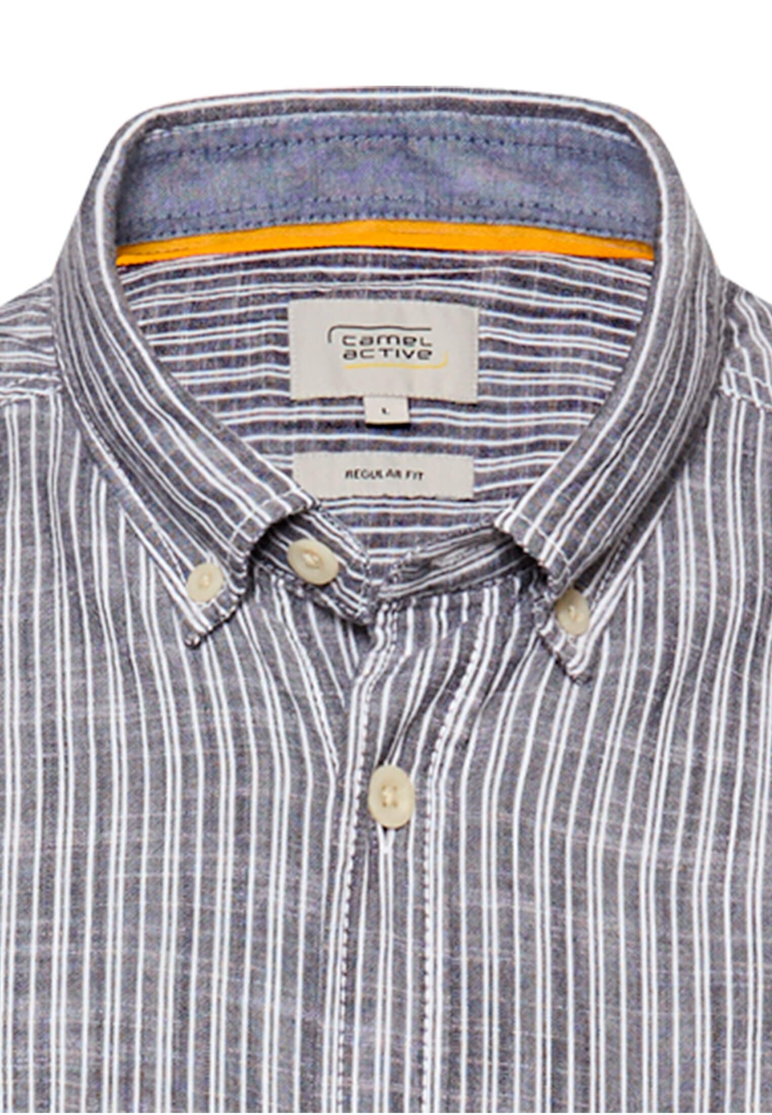 camel active Kurzarmhemd im Streifen-Design und mit Button-Down-Kragen
