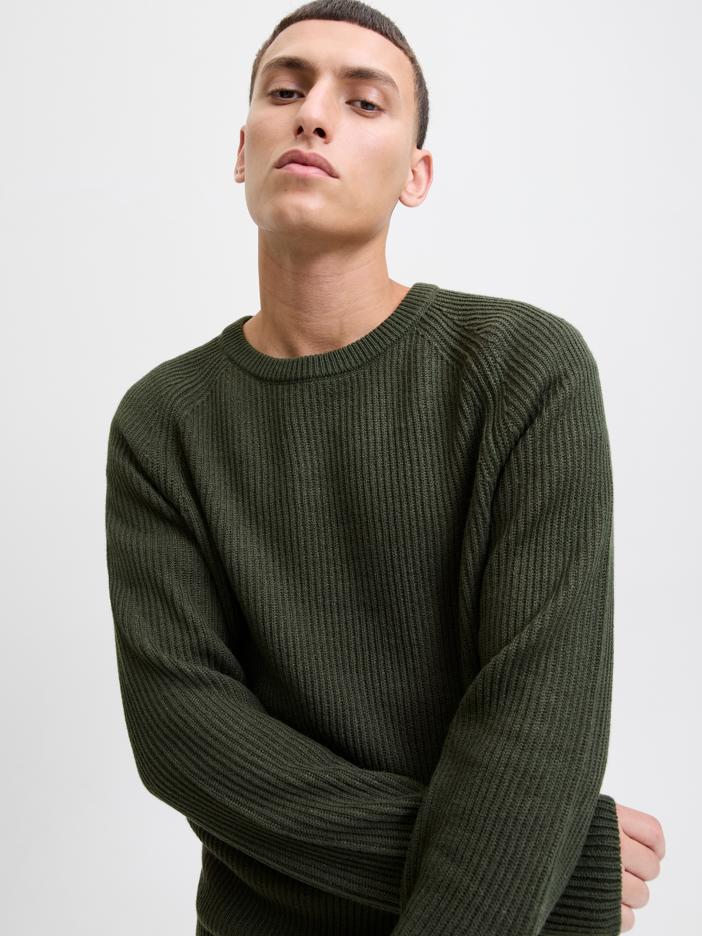 Jack & Jones Rundhalspullover »JJPANNEL KNIT CREW NECK AW25«
