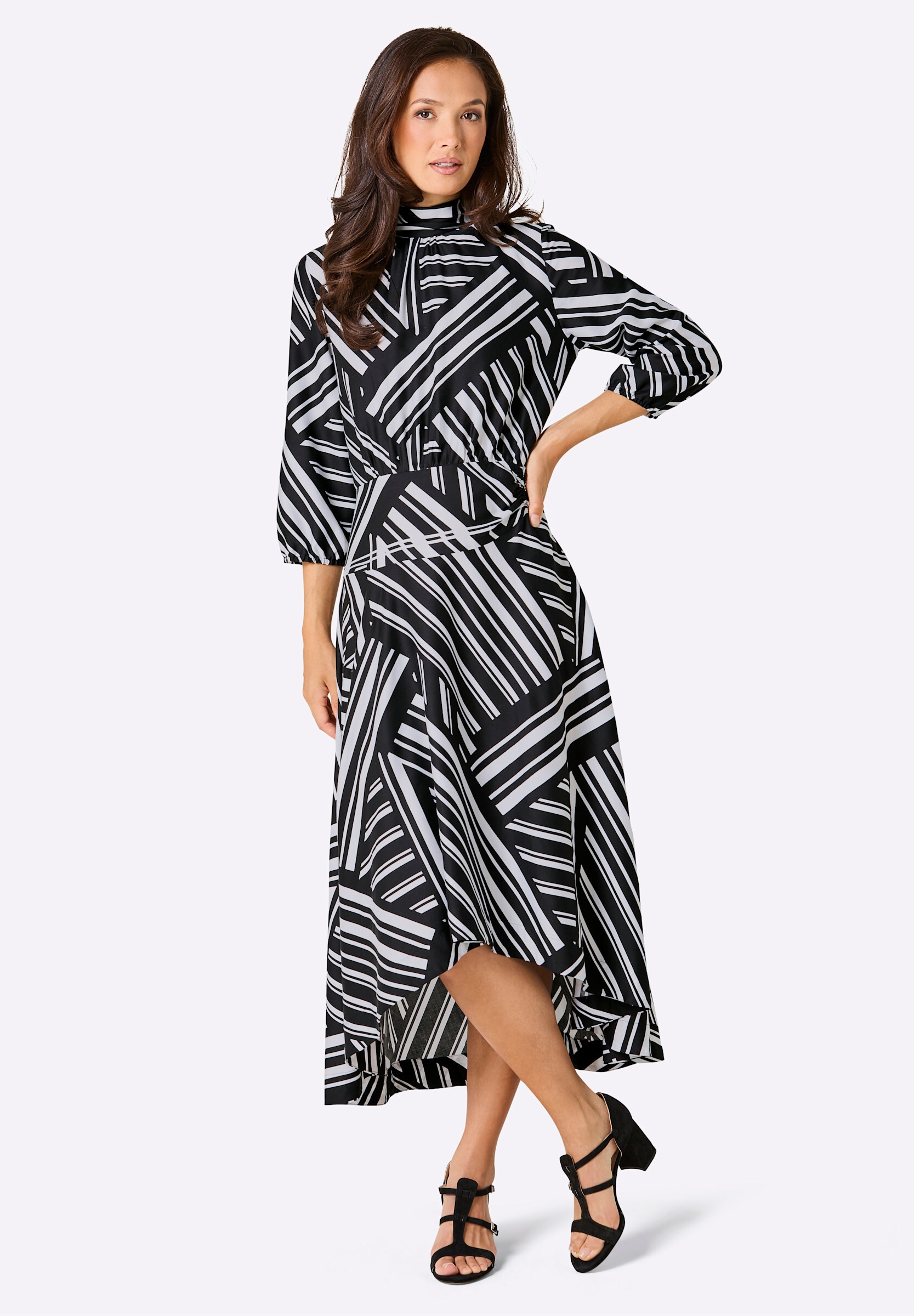 creation L Jerseykleid »Modal-Kleid Maxikleid mit Grafik-Dessin« Ohne Taschen