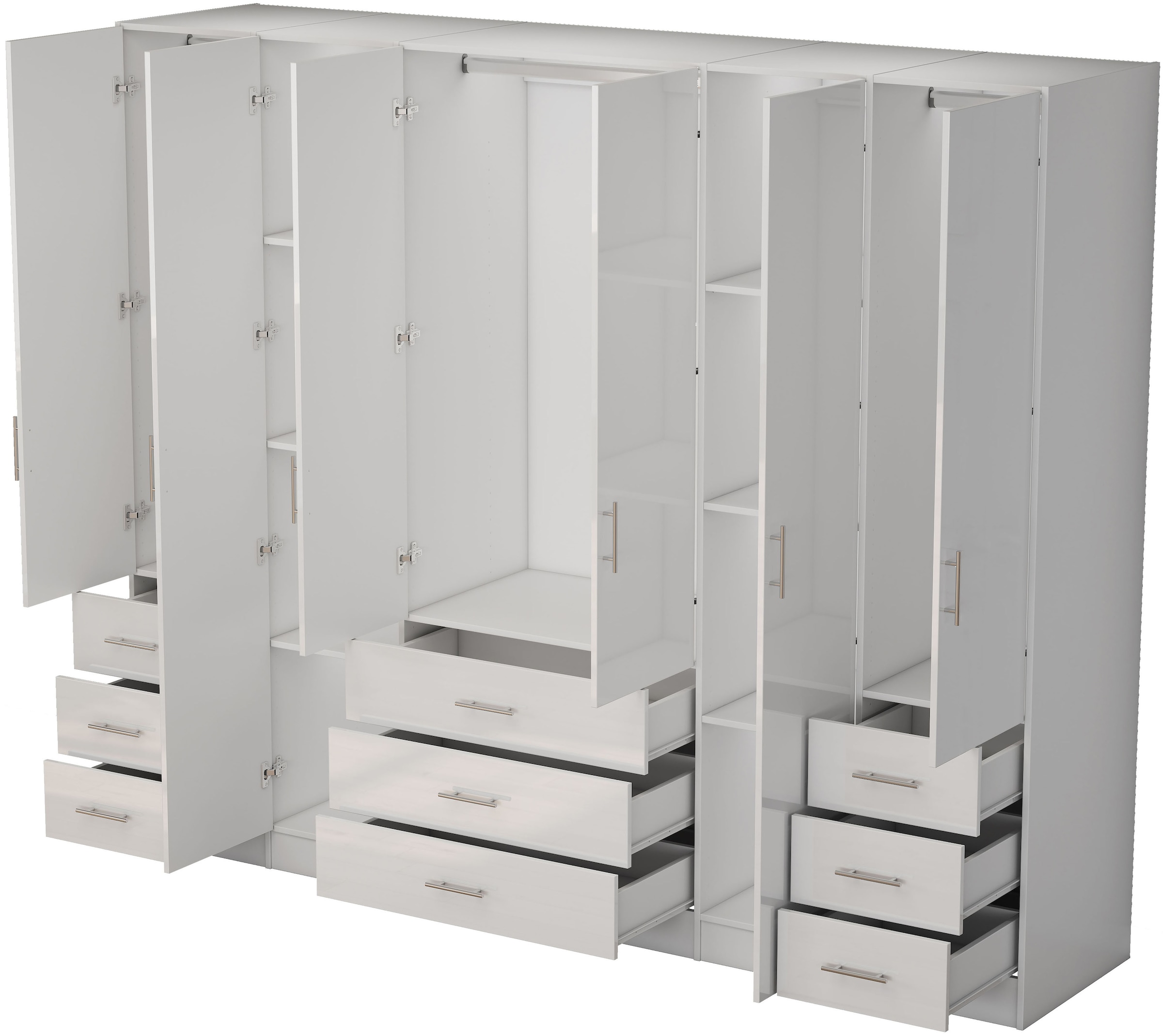 OTTO home Kleiderschrank »Trento Schlafzimmerschrank Garderobe Hochglanz Bestseller« Schrank mit 6 Türen und 9 Schubladen, höchglänzende Fronten